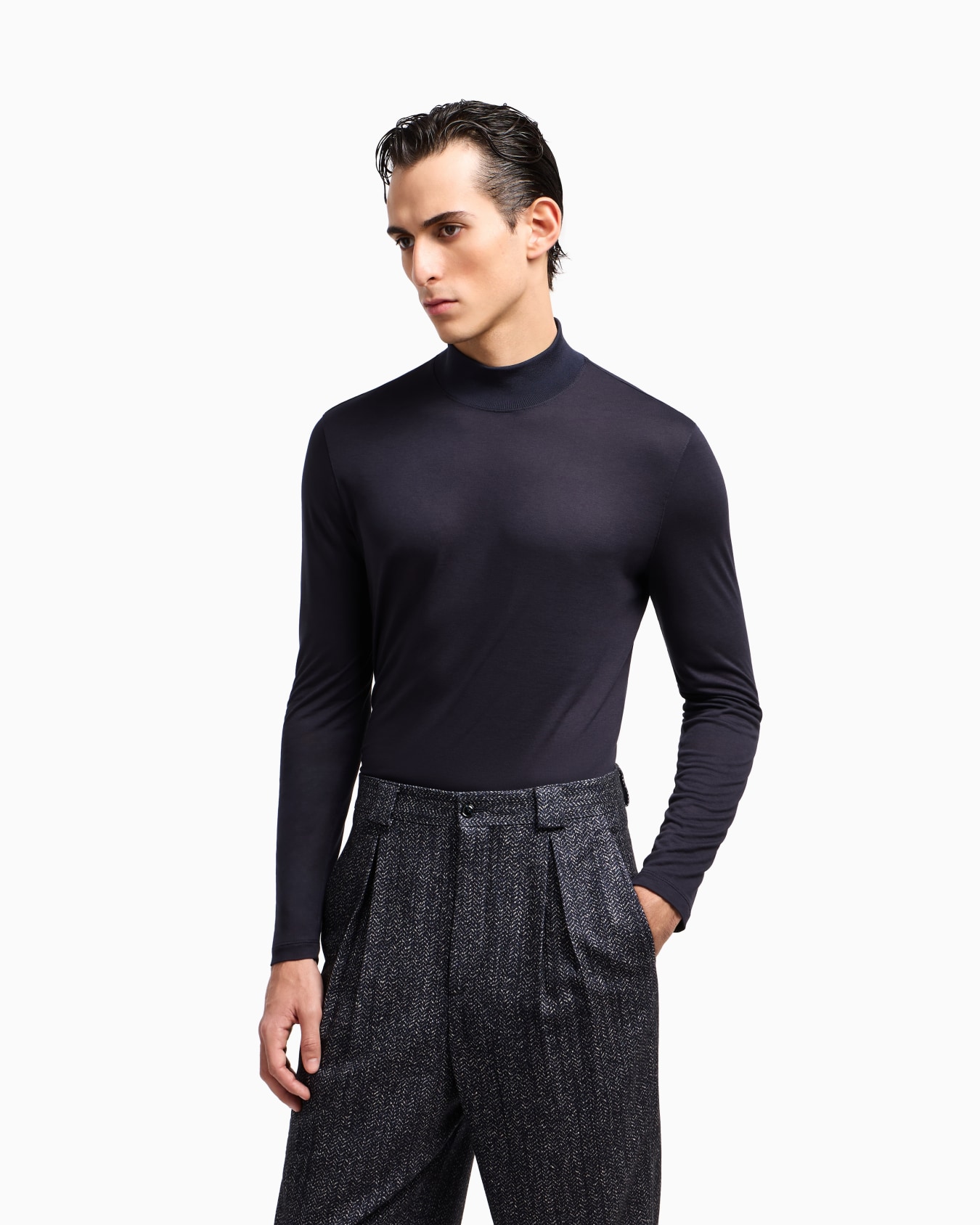 Viscose jersey mock-neck jumper Slide 4