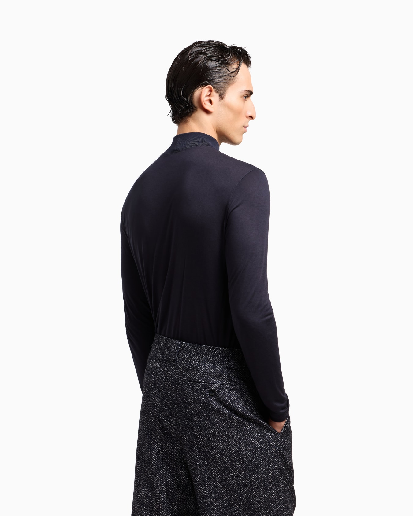Viscose jersey mock-neck jumper Slide 3