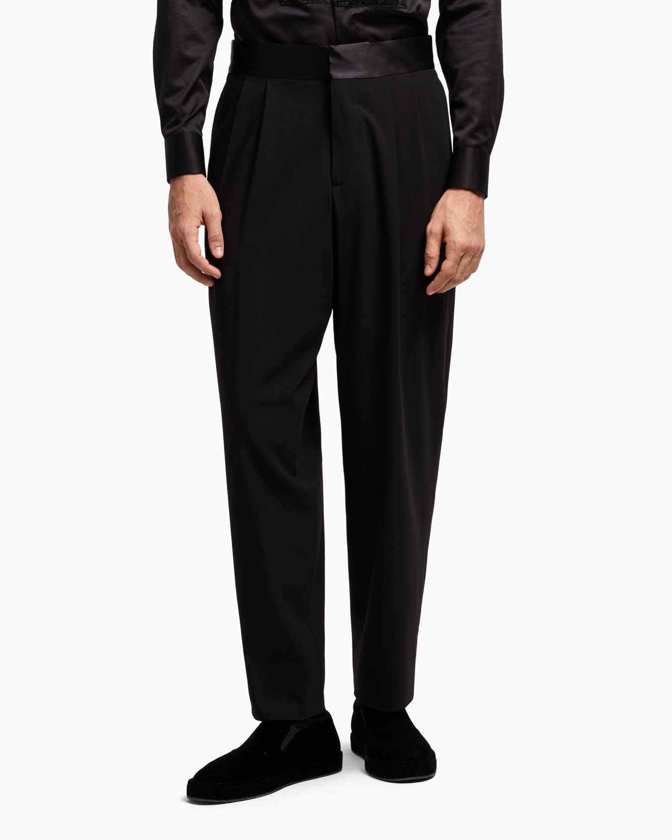Pantalon Giorgio's à deux pinces en crêpe de laine Diapositive 3