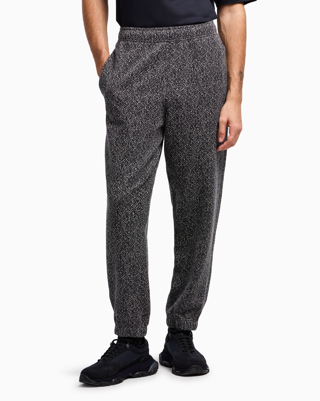 Pantaloni in felpa di cotone e cashmere jacquard Denim Collection Slide 3