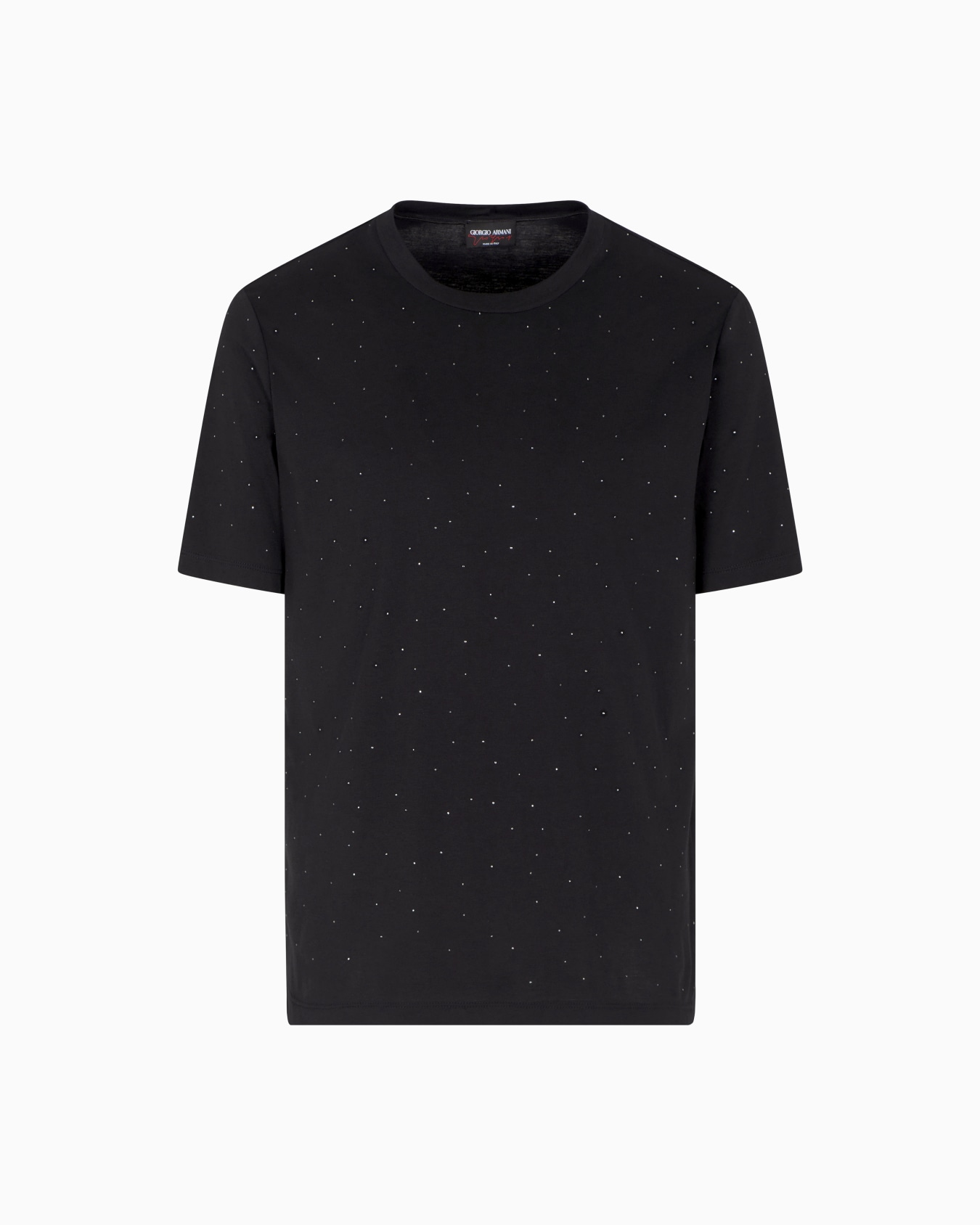 Giorgio's T-shirt girocollo in jersey di cotone Pima con strass Slide 0