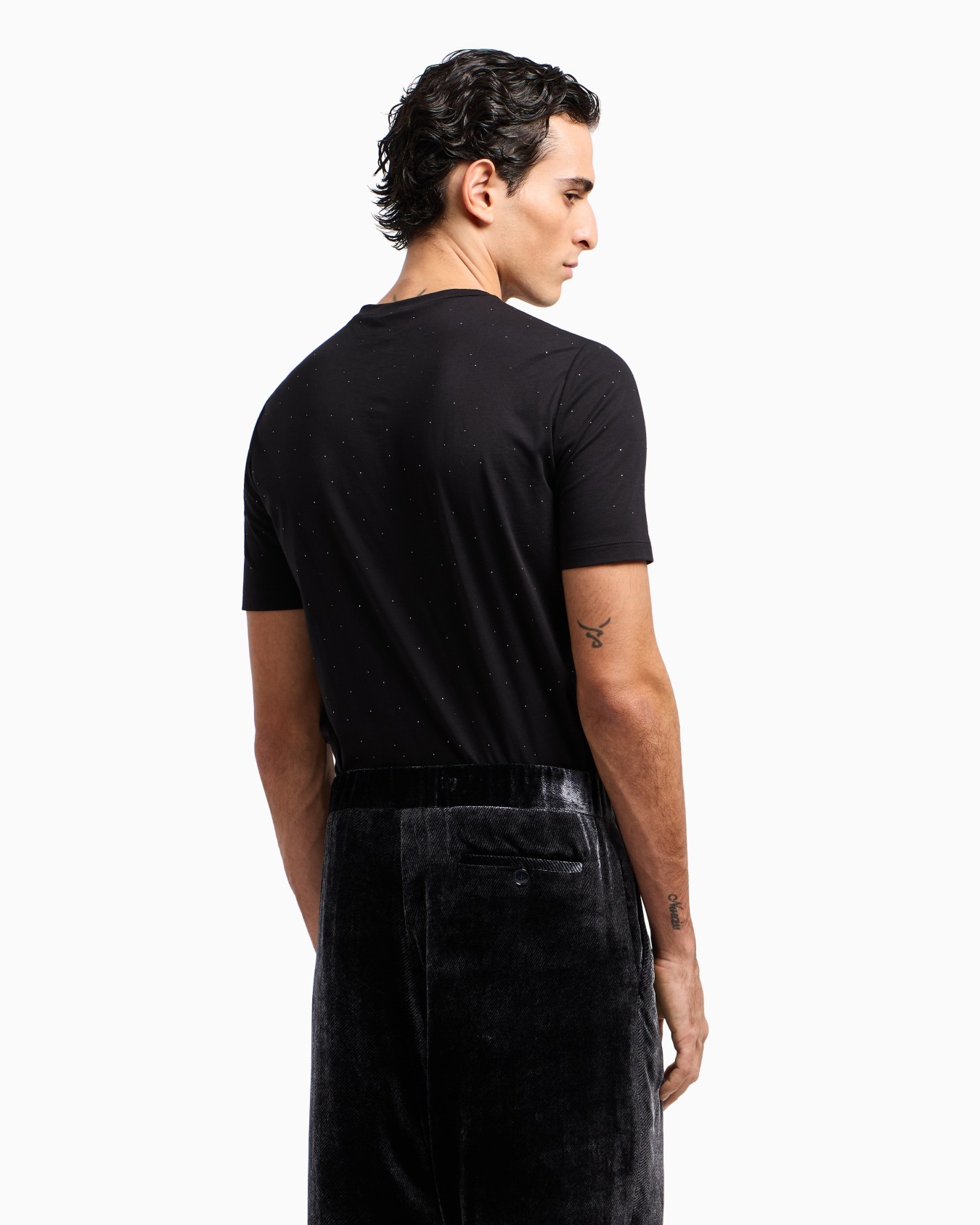 Giorgio's T-shirt girocollo in jersey di cotone Pima con strass Slide 3