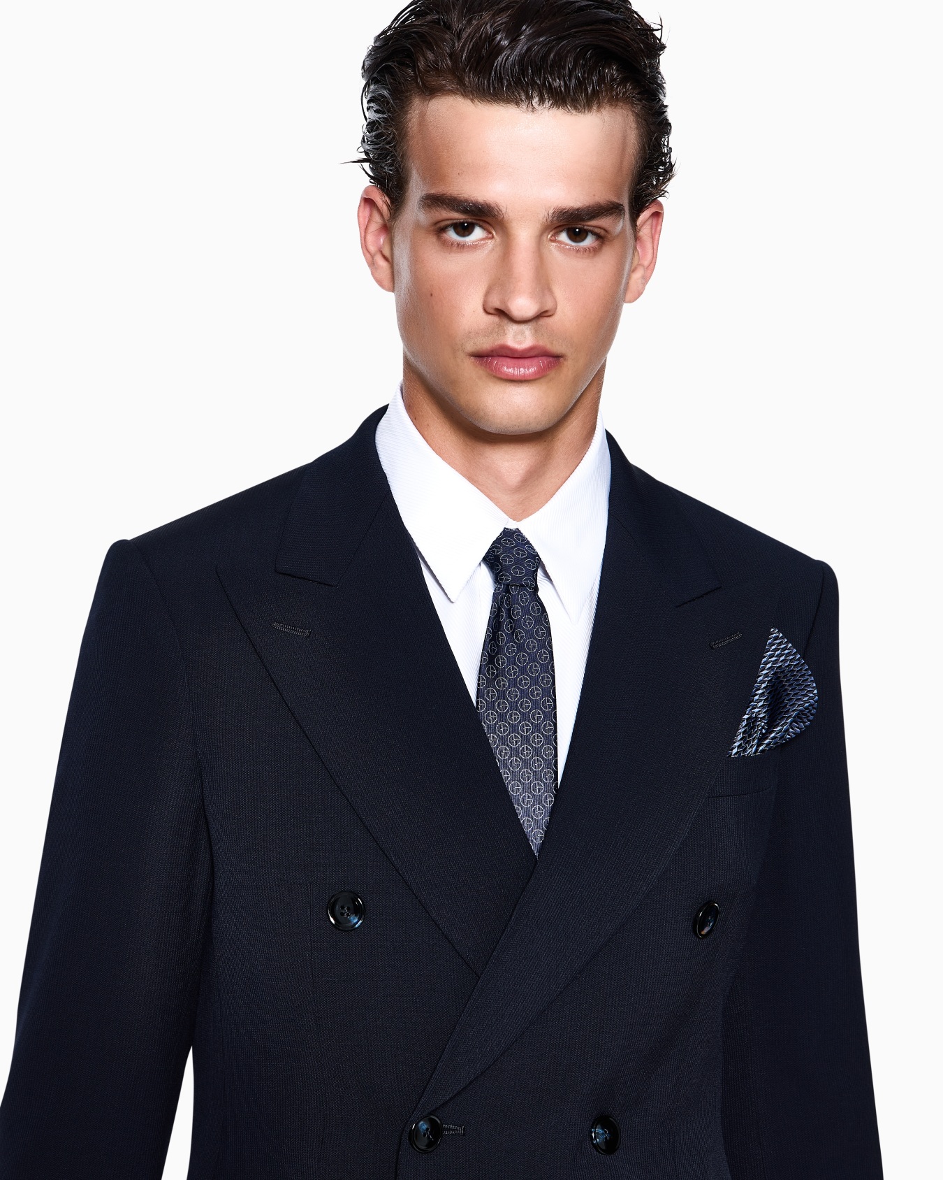 Royal Line double-breasted suit in canneté wool crêpe Slide 3