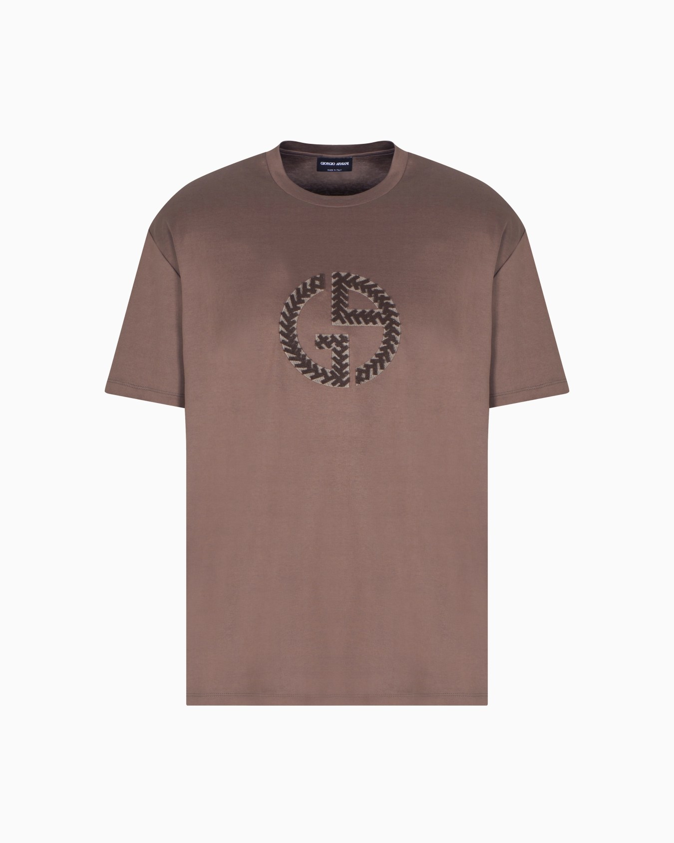 Cotton-interlock T-shirt with oversized embroidered GA logo Slide 0