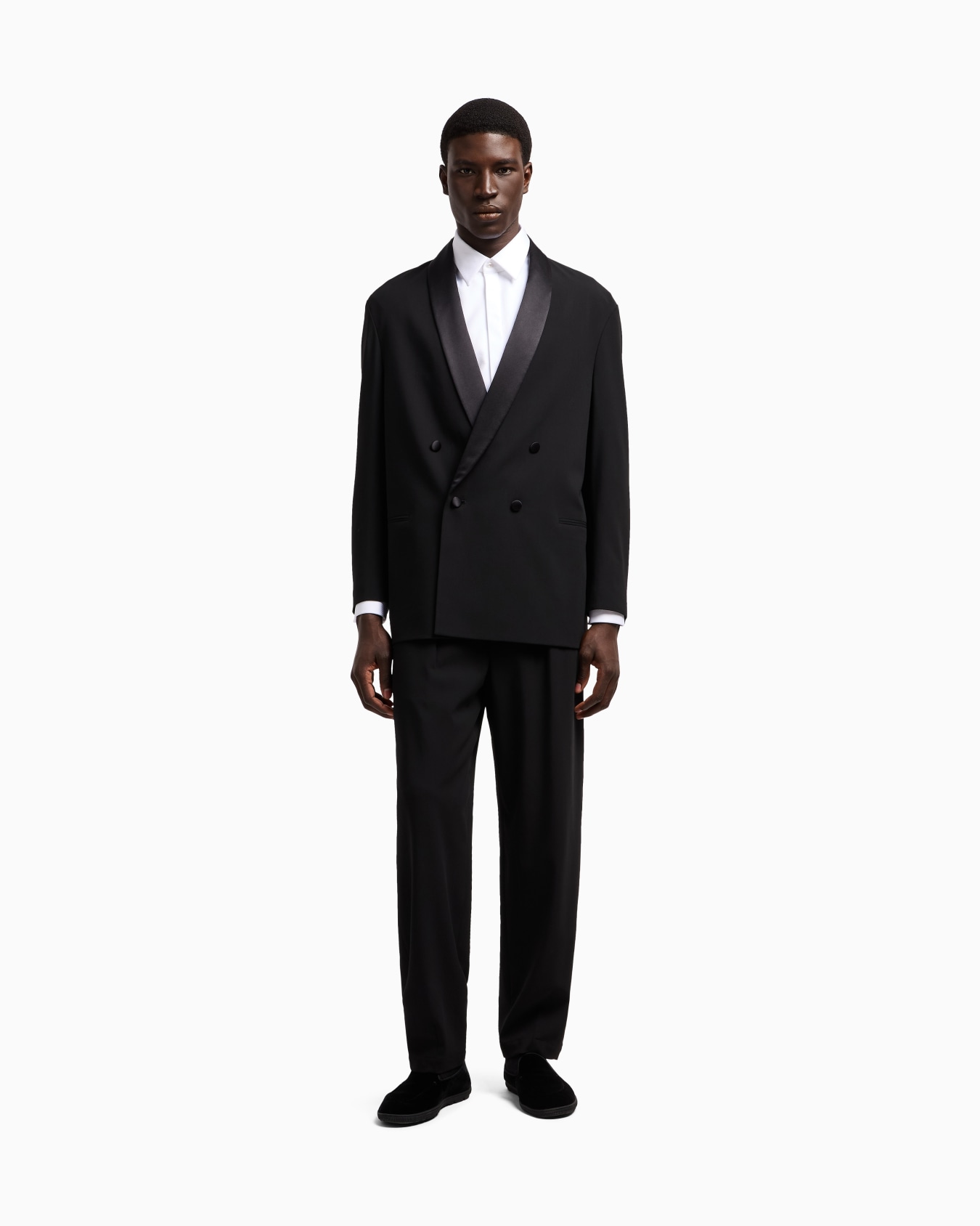Double-breasted tuxedo in pure virgin wool crêpe Slide 3