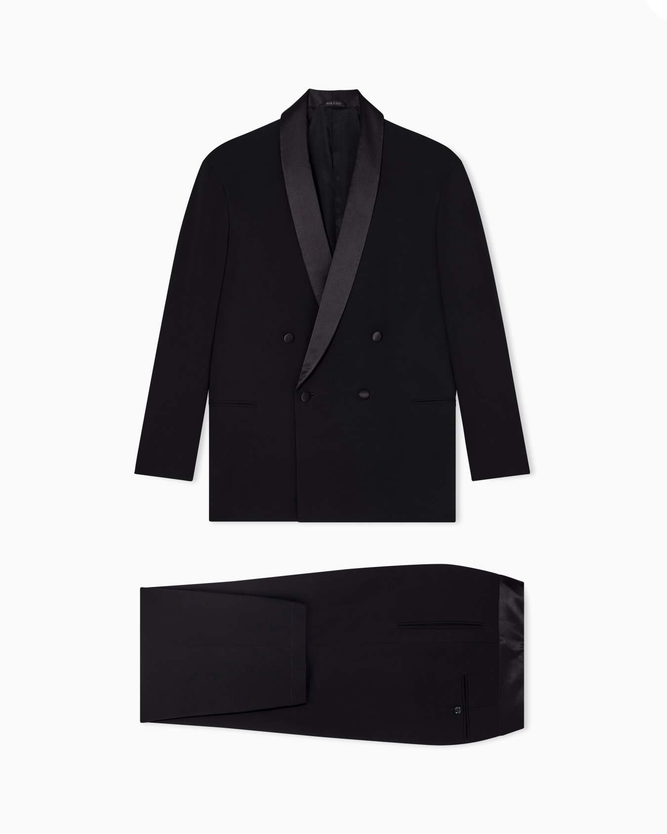 Double-breasted tuxedo in pure virgin wool crêpe Slide 0