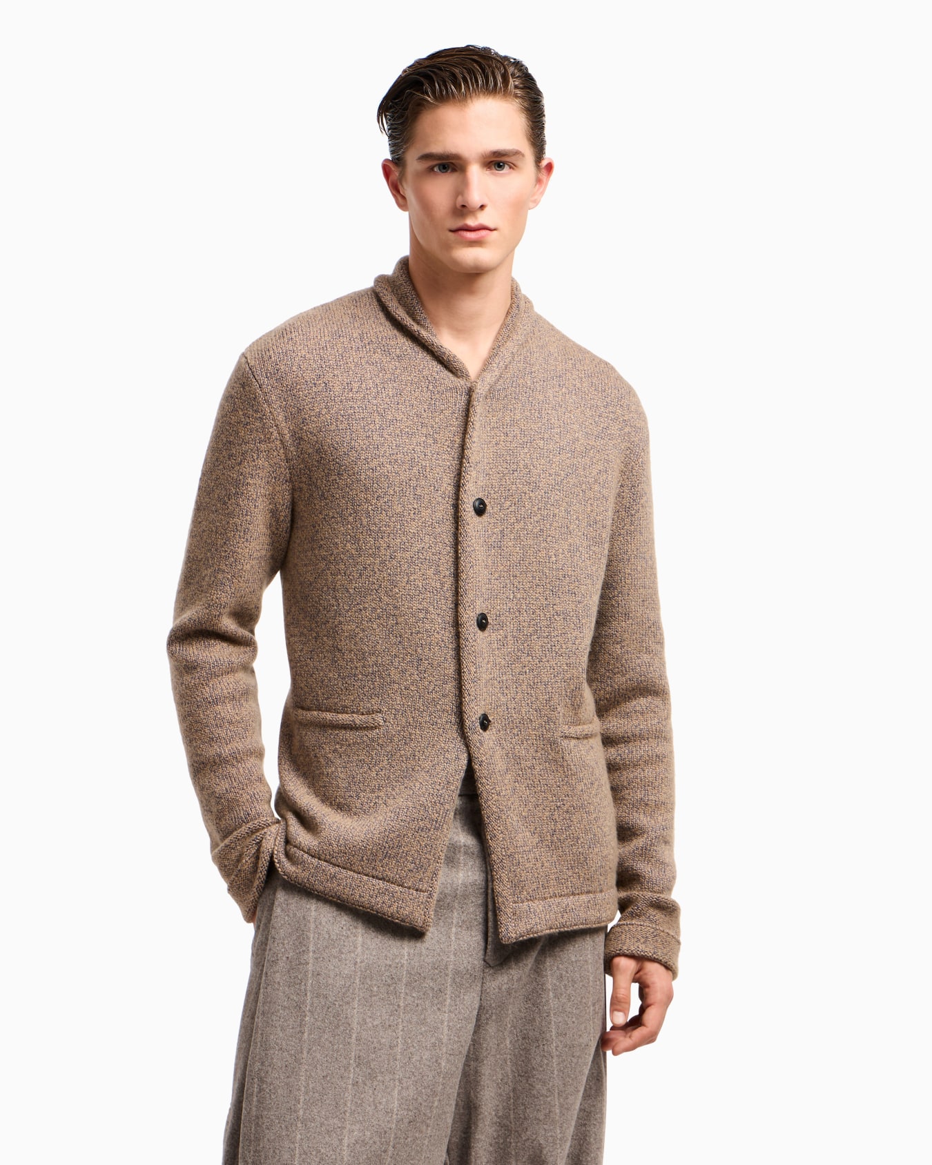 Cardigan jacket in knit cashmere and cotton Slide 4