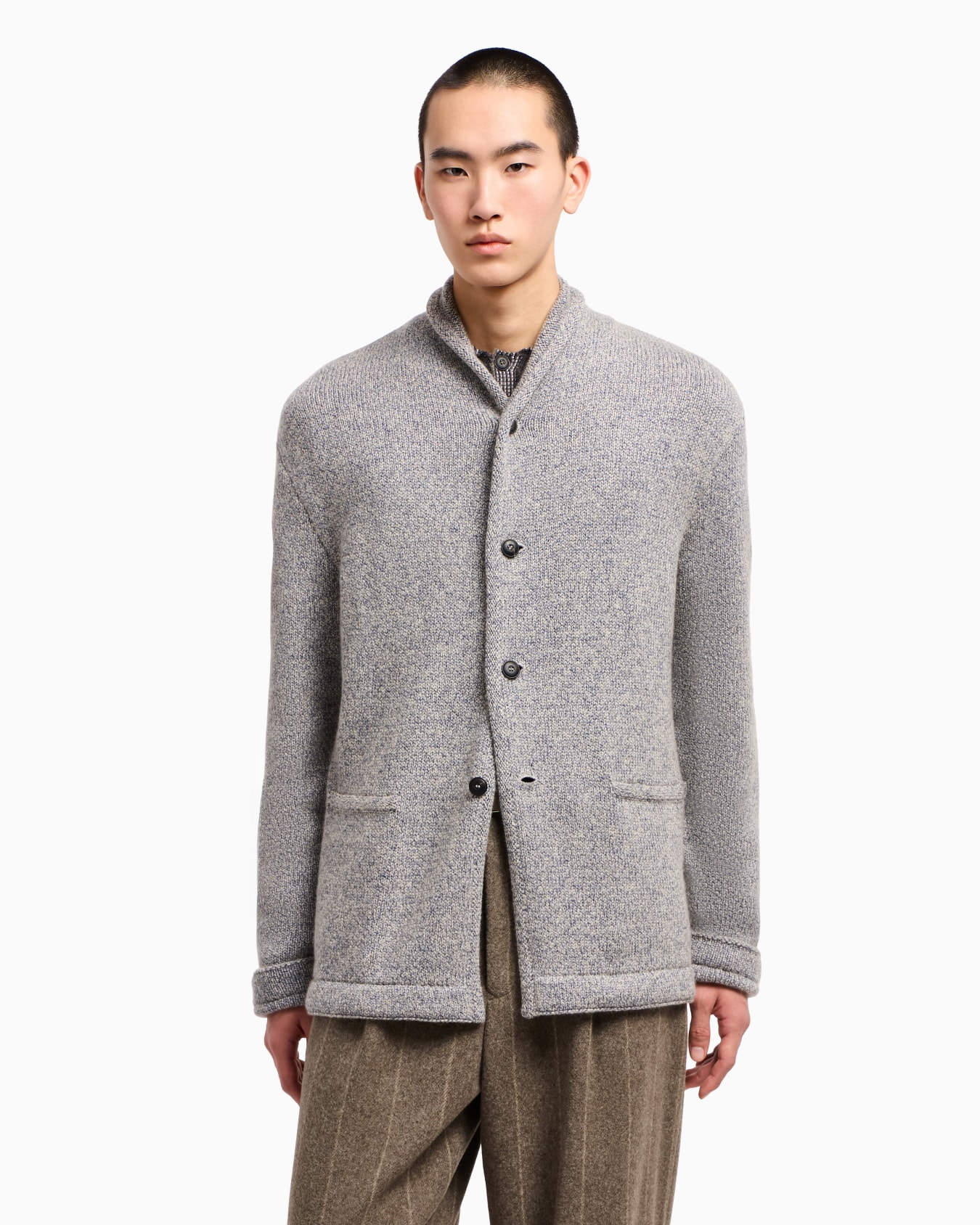 Cardigan jacket in knit cashmere and cotton Slide 4
