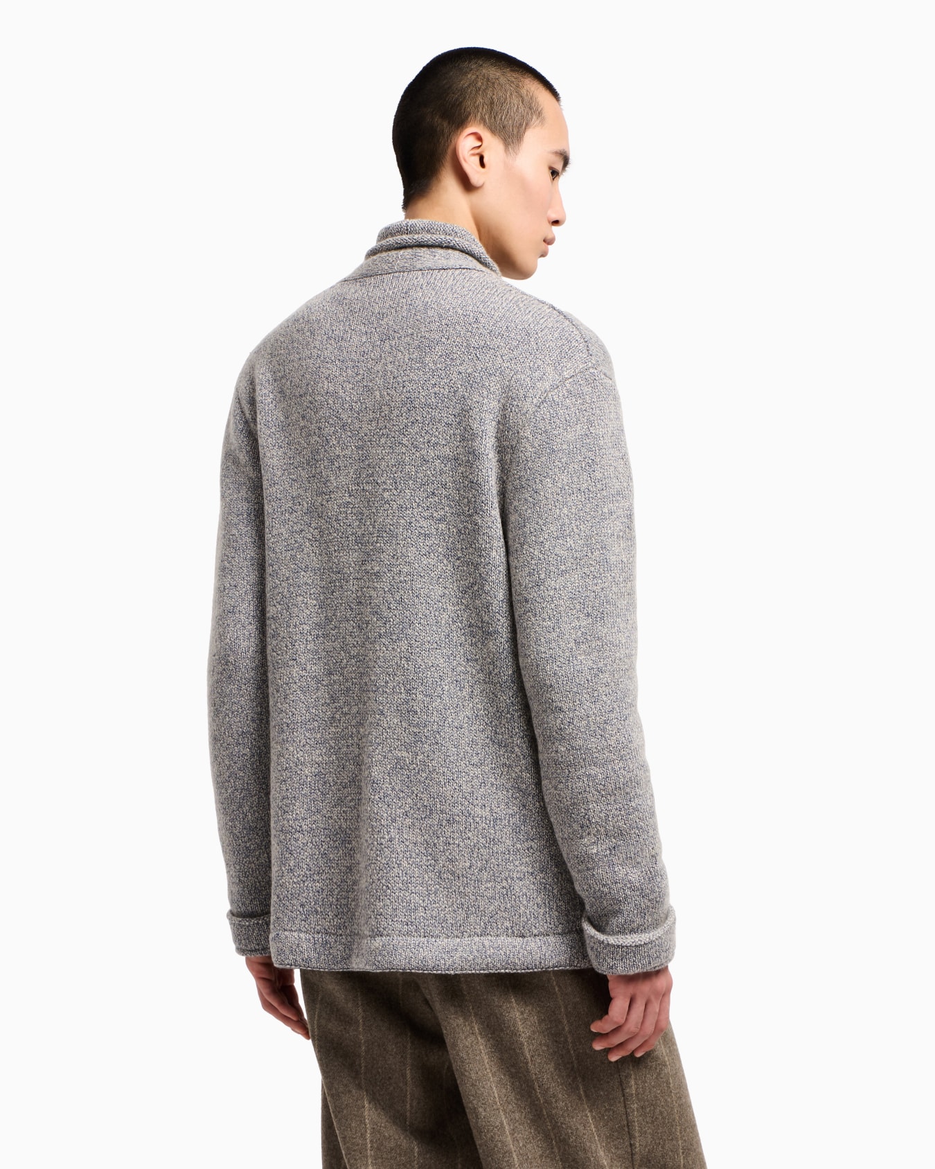Cardigan jacket in knit cashmere and cotton Slide 3