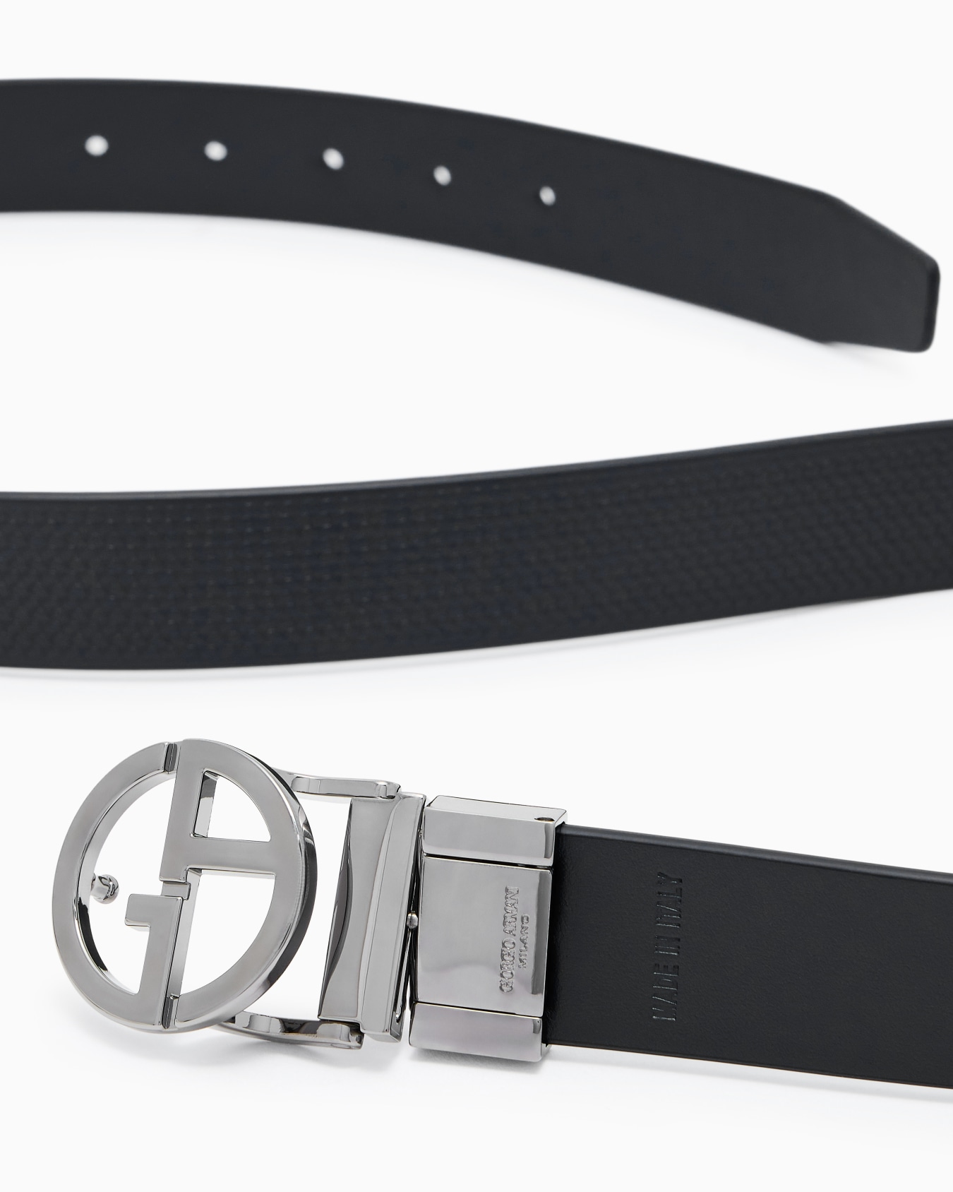 Reversible GA belt in brushed calfskin Slide 1