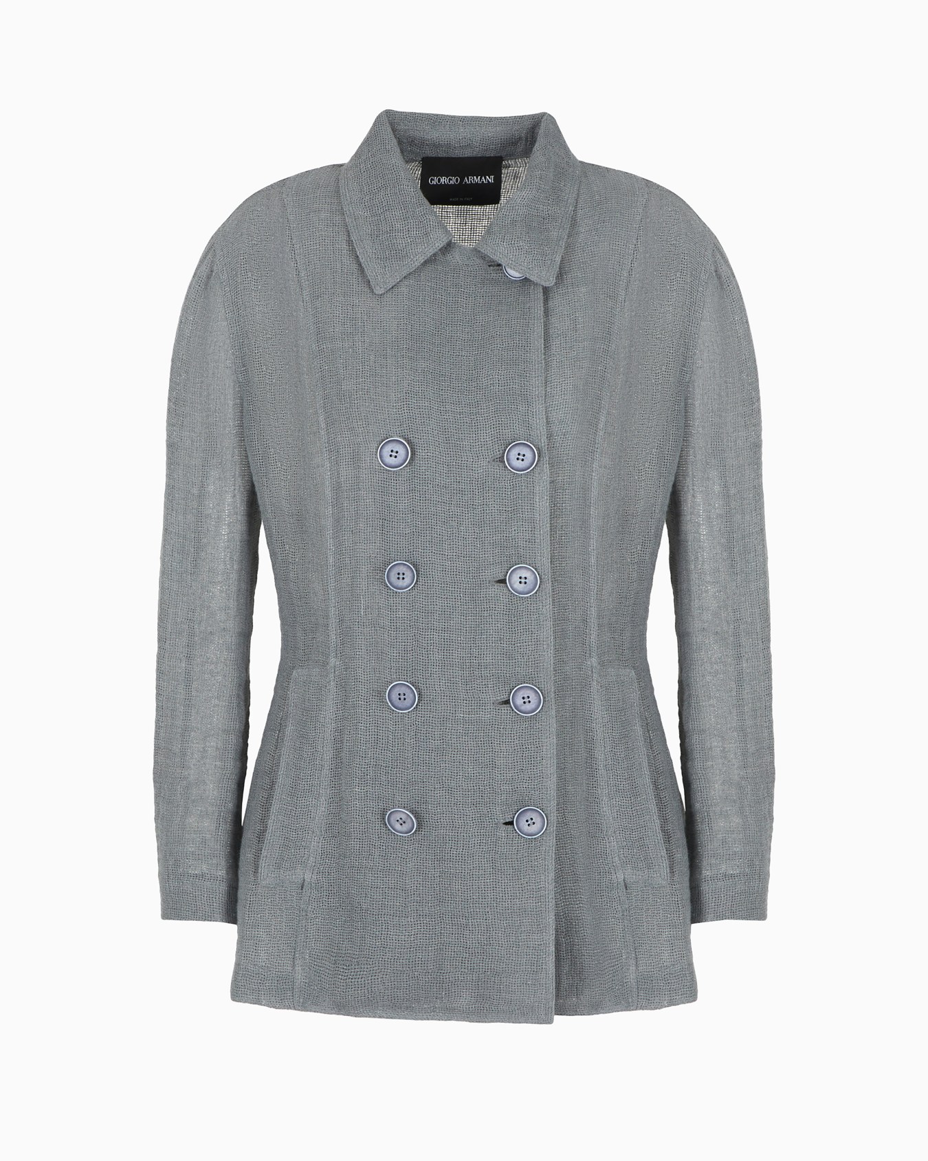 Double-breasted linen-blend jacket Slide 0