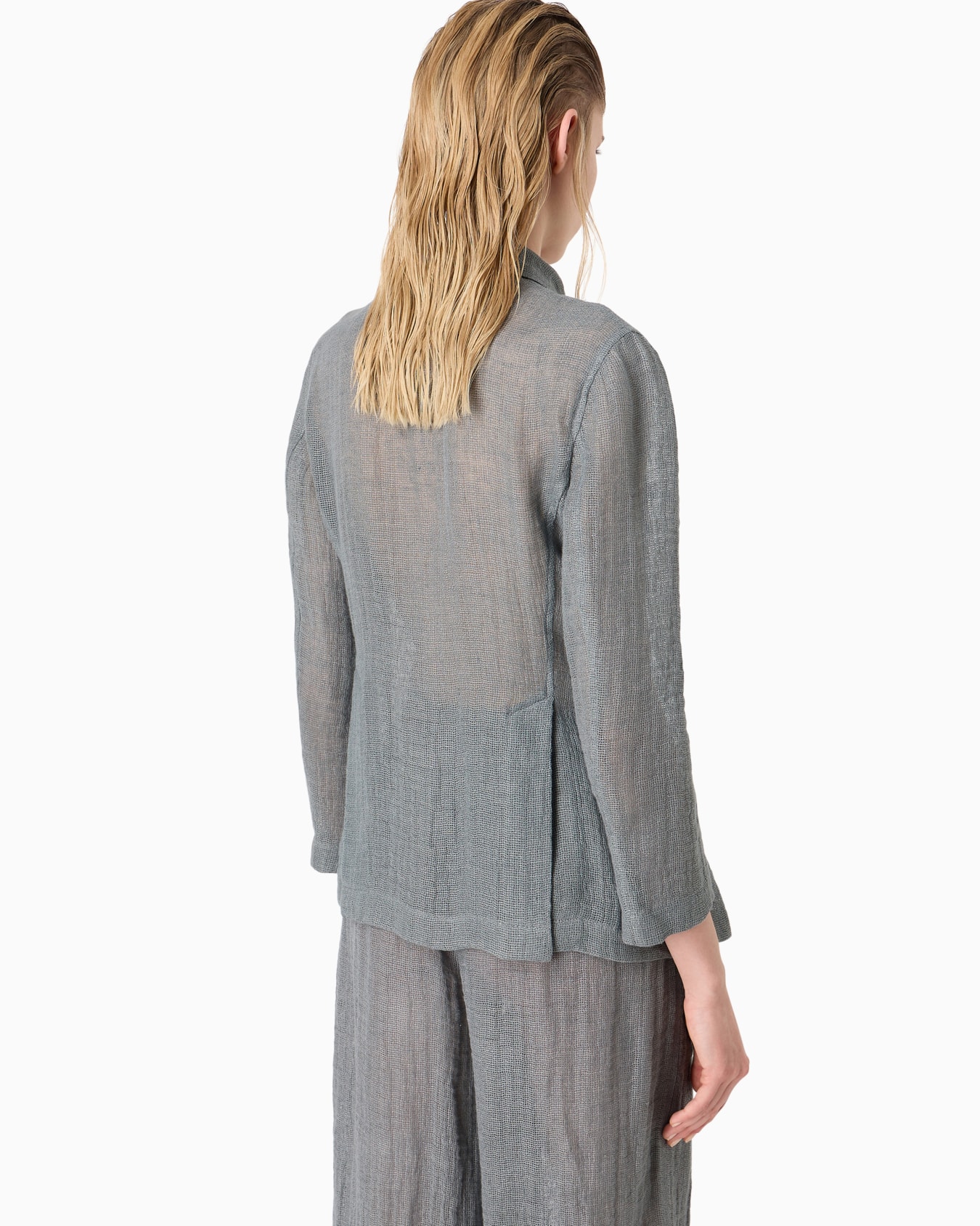Double-breasted linen-blend jacket Slide 3