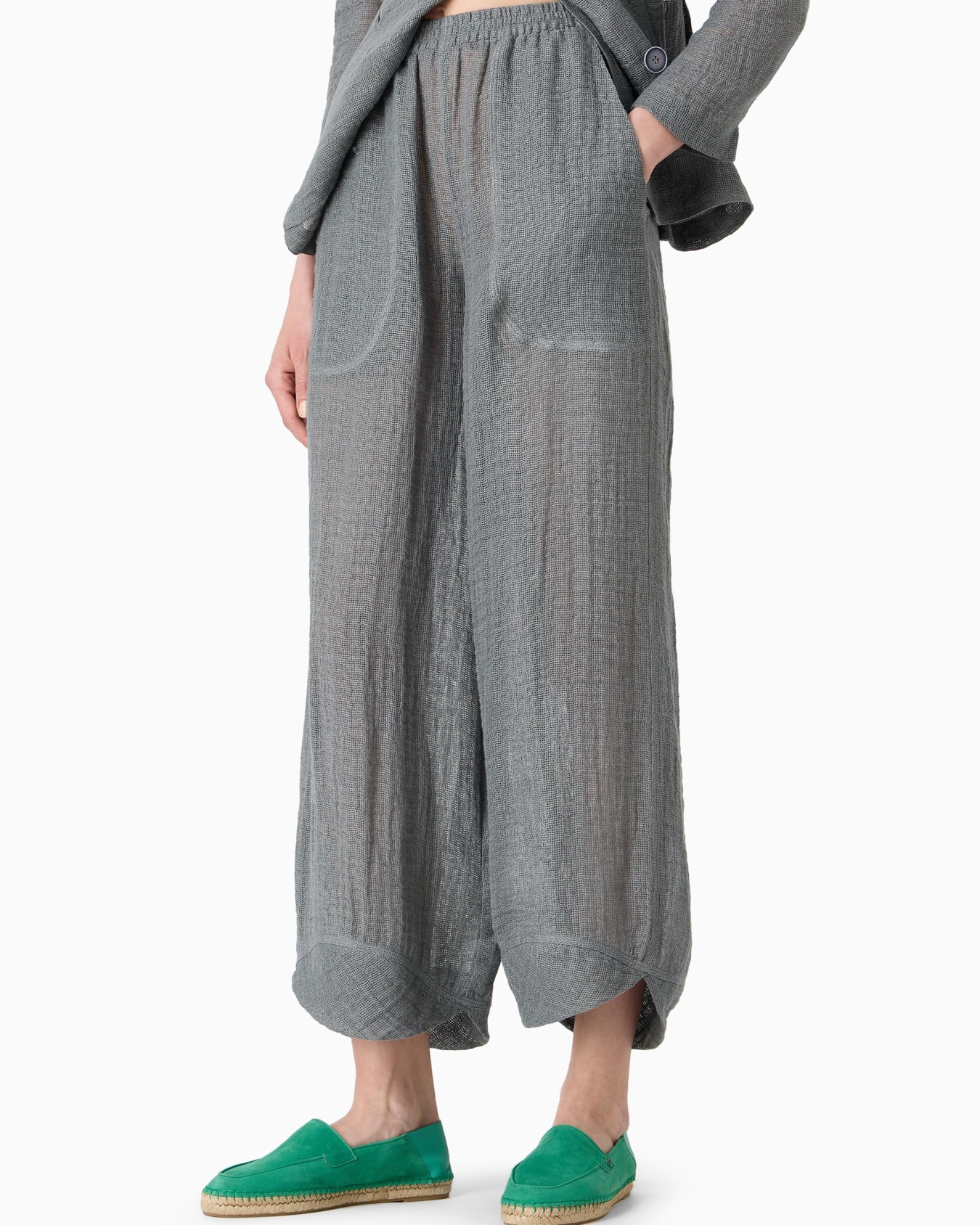 Wide linen-blend trousers Slide 1