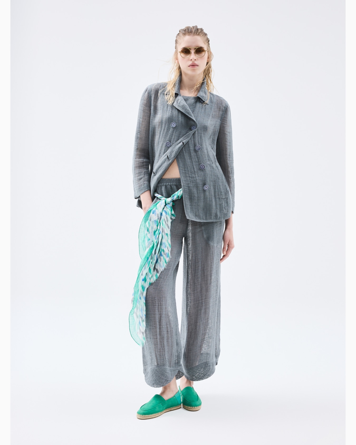 Wide linen-blend trousers Slide 5