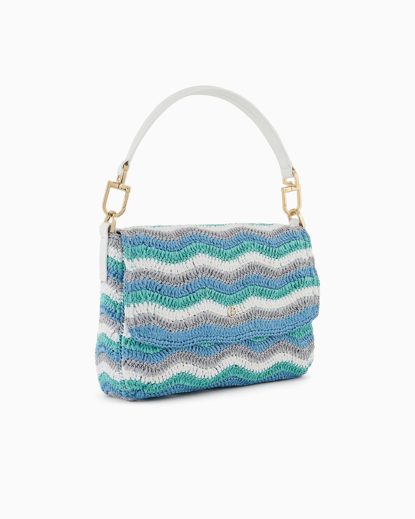 La Prima Soft small baguette bag in woven fabric and leather Slide 1