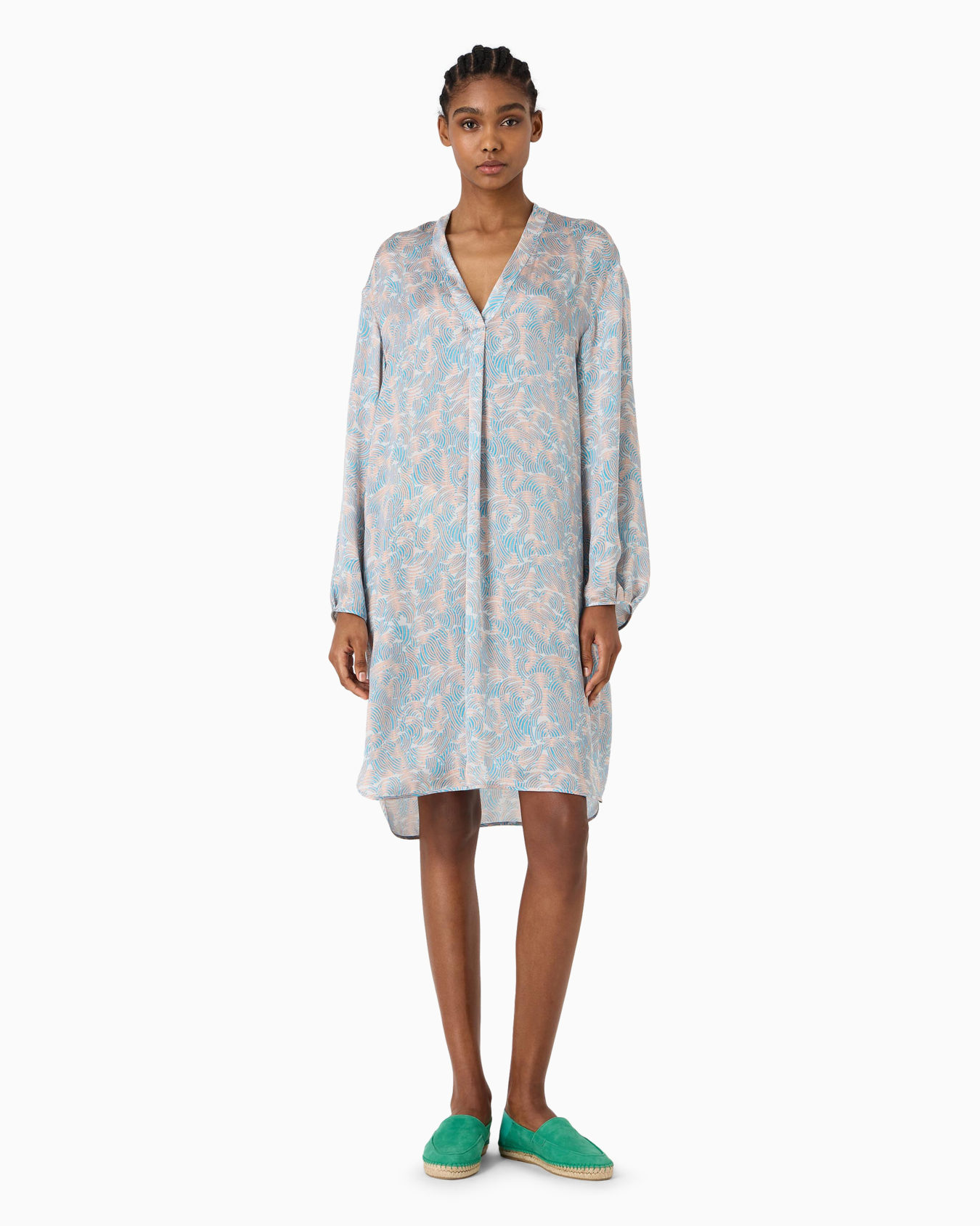 Printed silk long shirt Slide 1