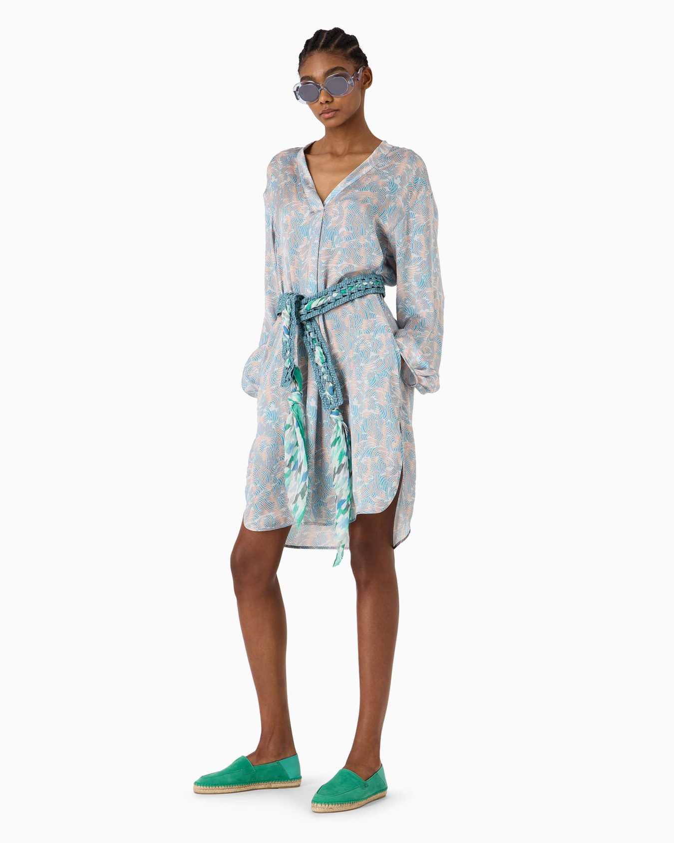 Printed silk long shirt Slide 3