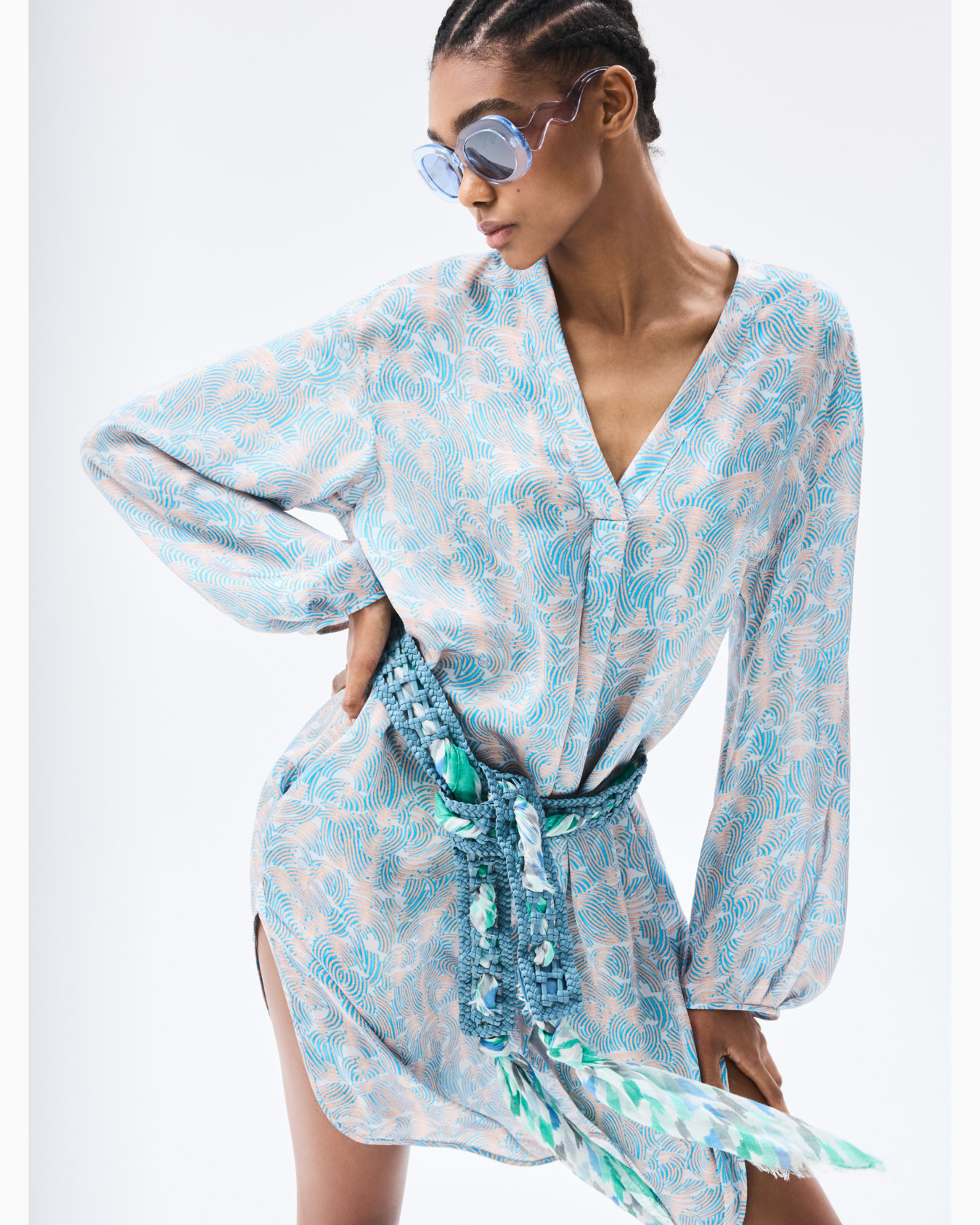 Printed silk long shirt Slide 5