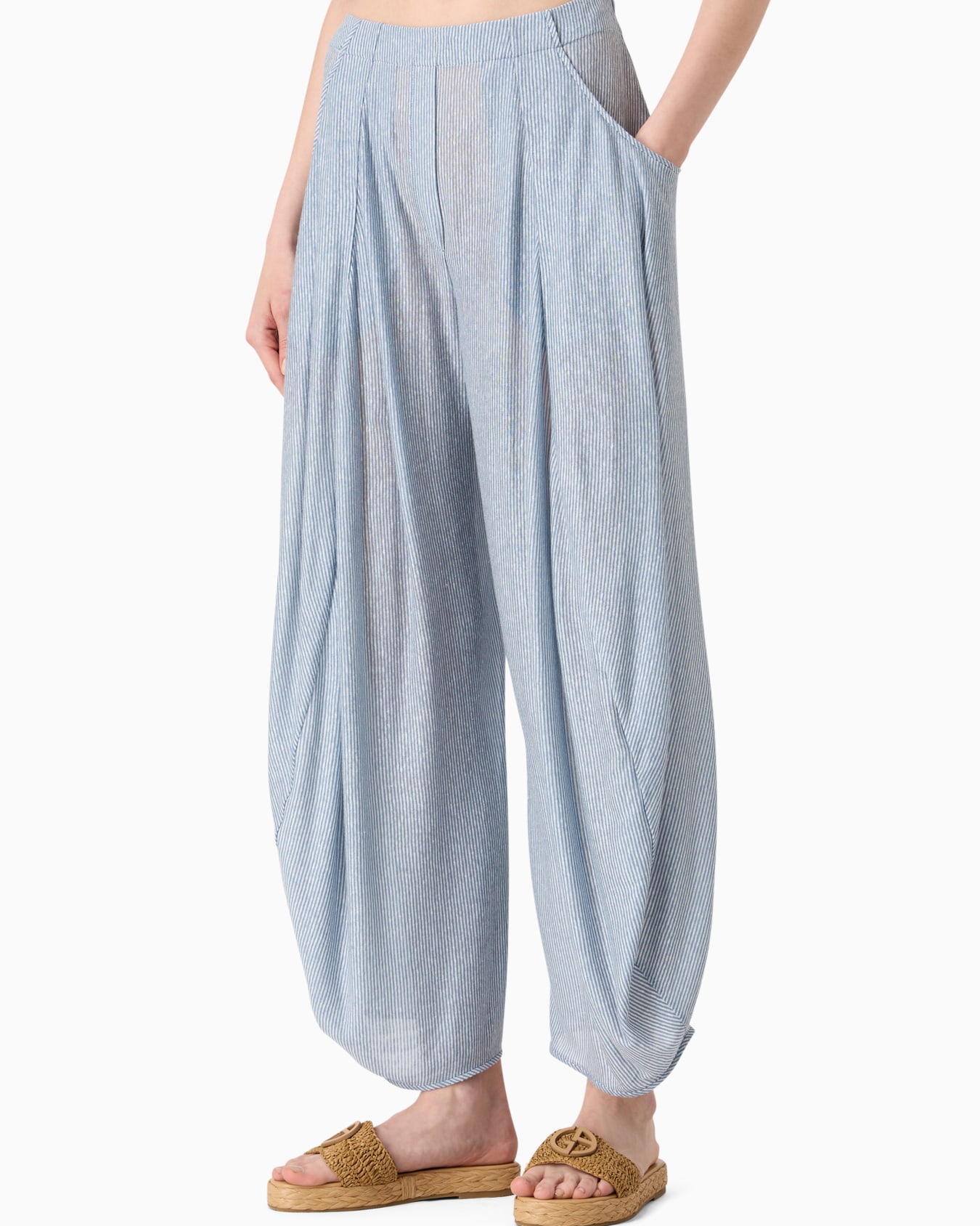 Linen and viscose jersey wide trousers Slide 2