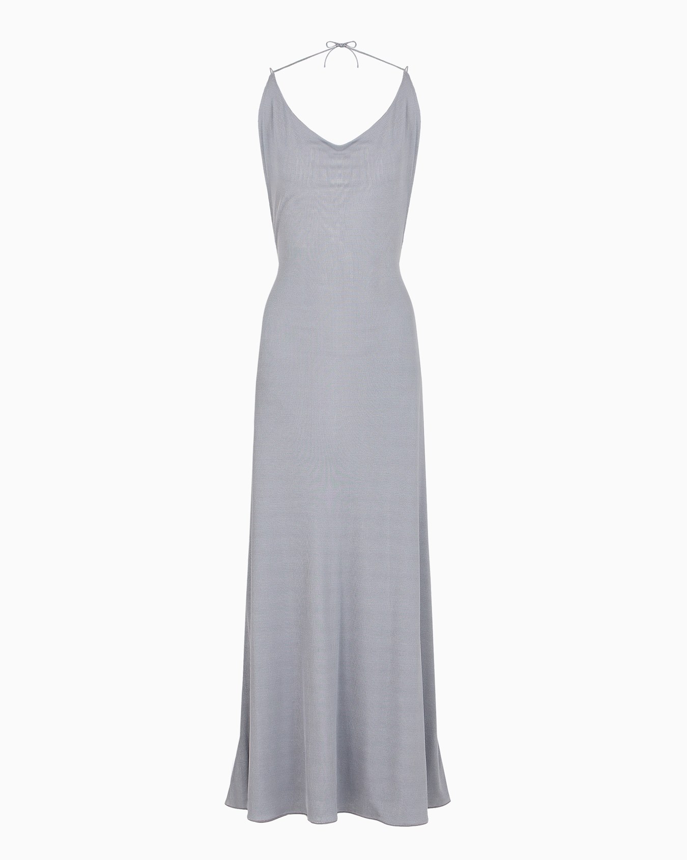 Long dress in a ribbed viscose blend Slide 0
