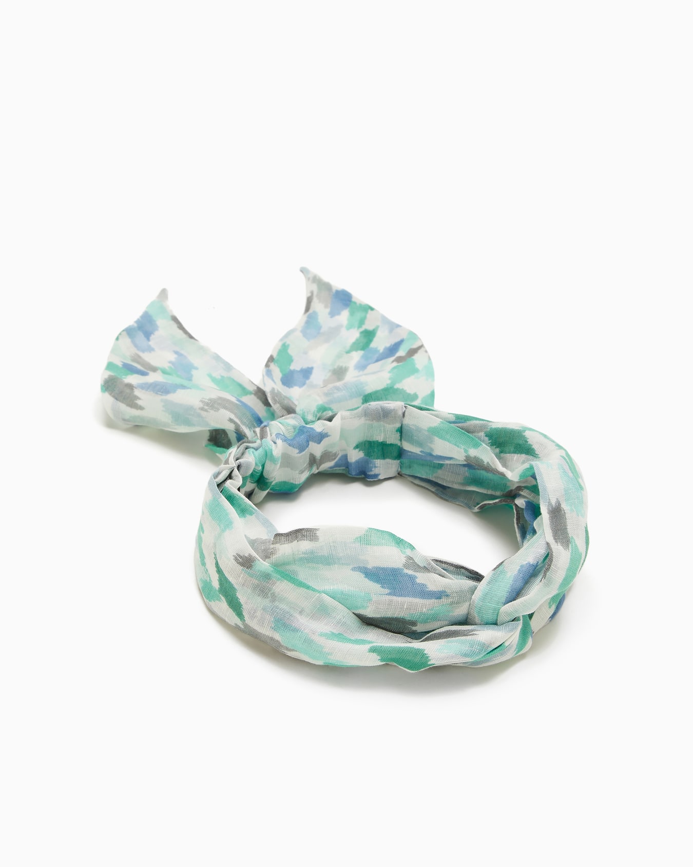 Printed modal, linen and silk hair band Slide 0