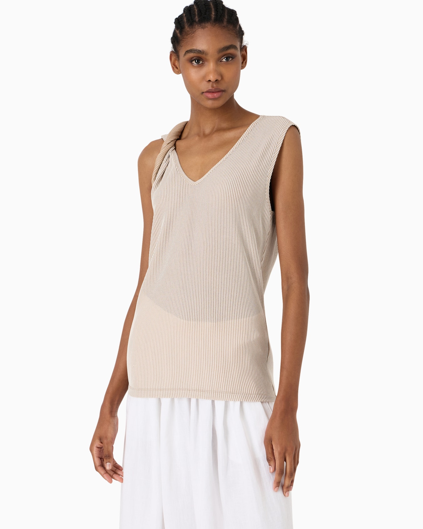 Ribbed viscose crew-neck top Slide 2