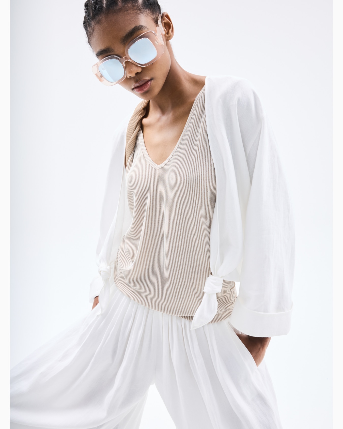 Ribbed viscose crew-neck top Slide 6