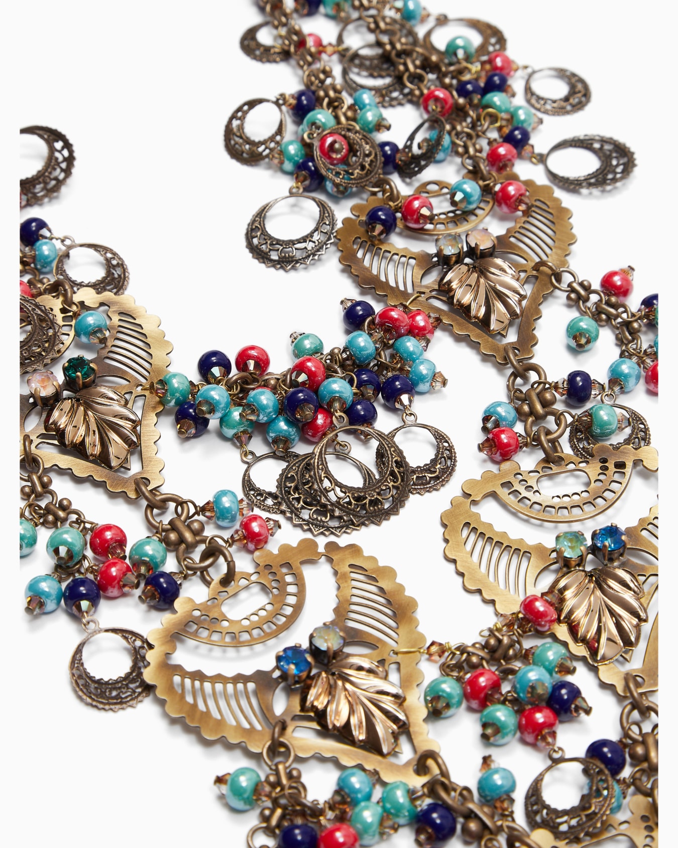 Metal and beaded long necklace Slide 1