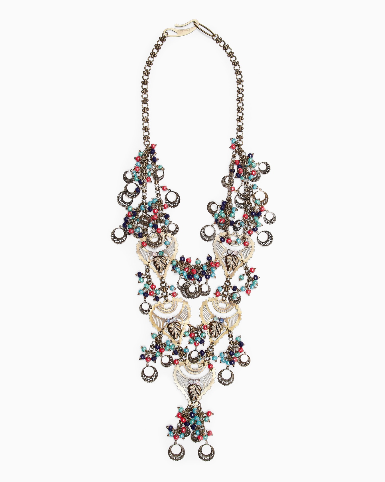 Metal and beaded long necklace Slide 0