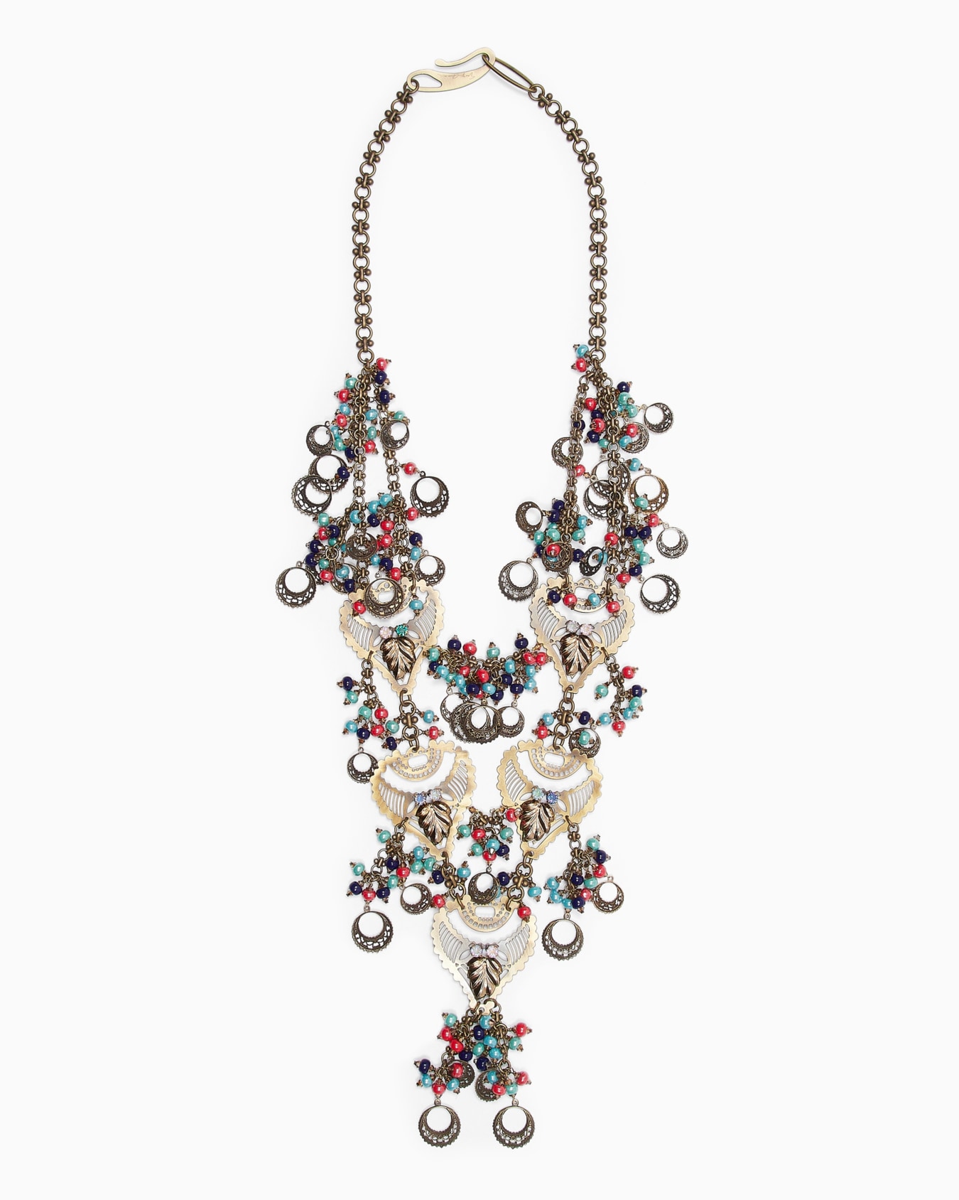 Metal and beaded long necklace Slide 0