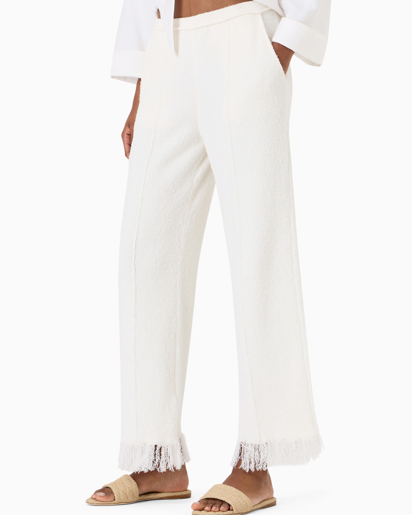 Ribbed viscose-blend trousers Slide 1