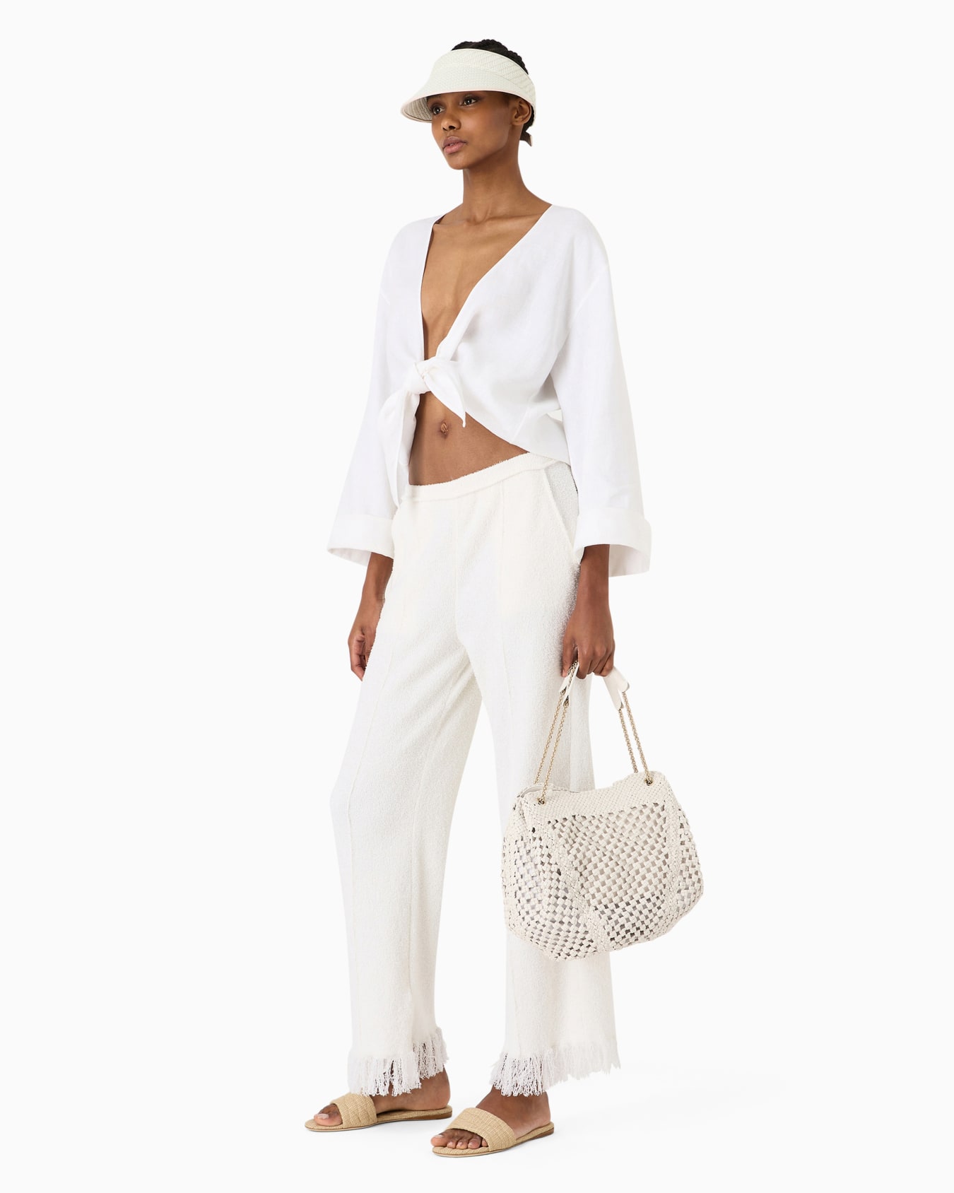 Ribbed viscose-blend trousers Slide 3