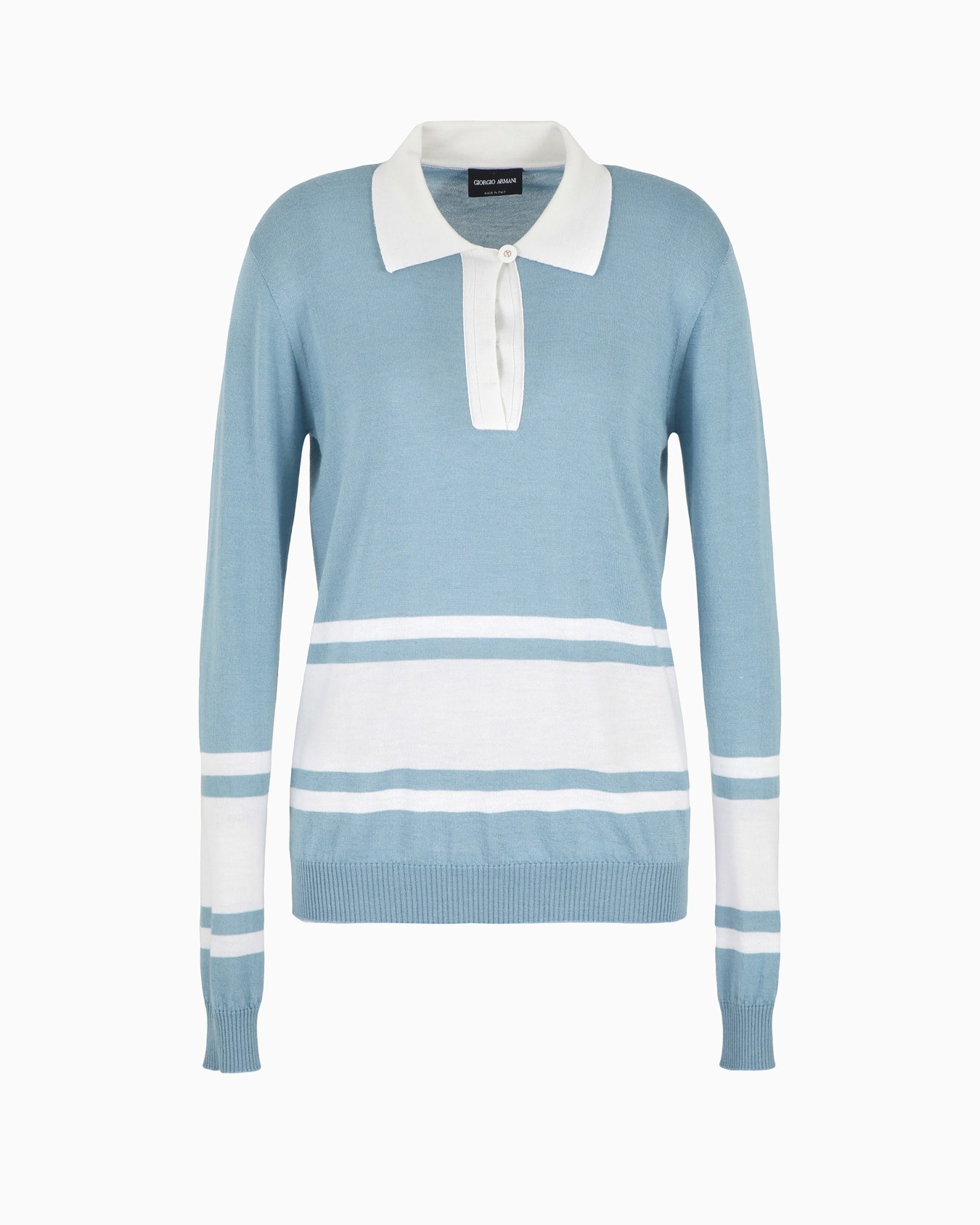 Long-sleeved cashmere and silk polo shirt Slide 0