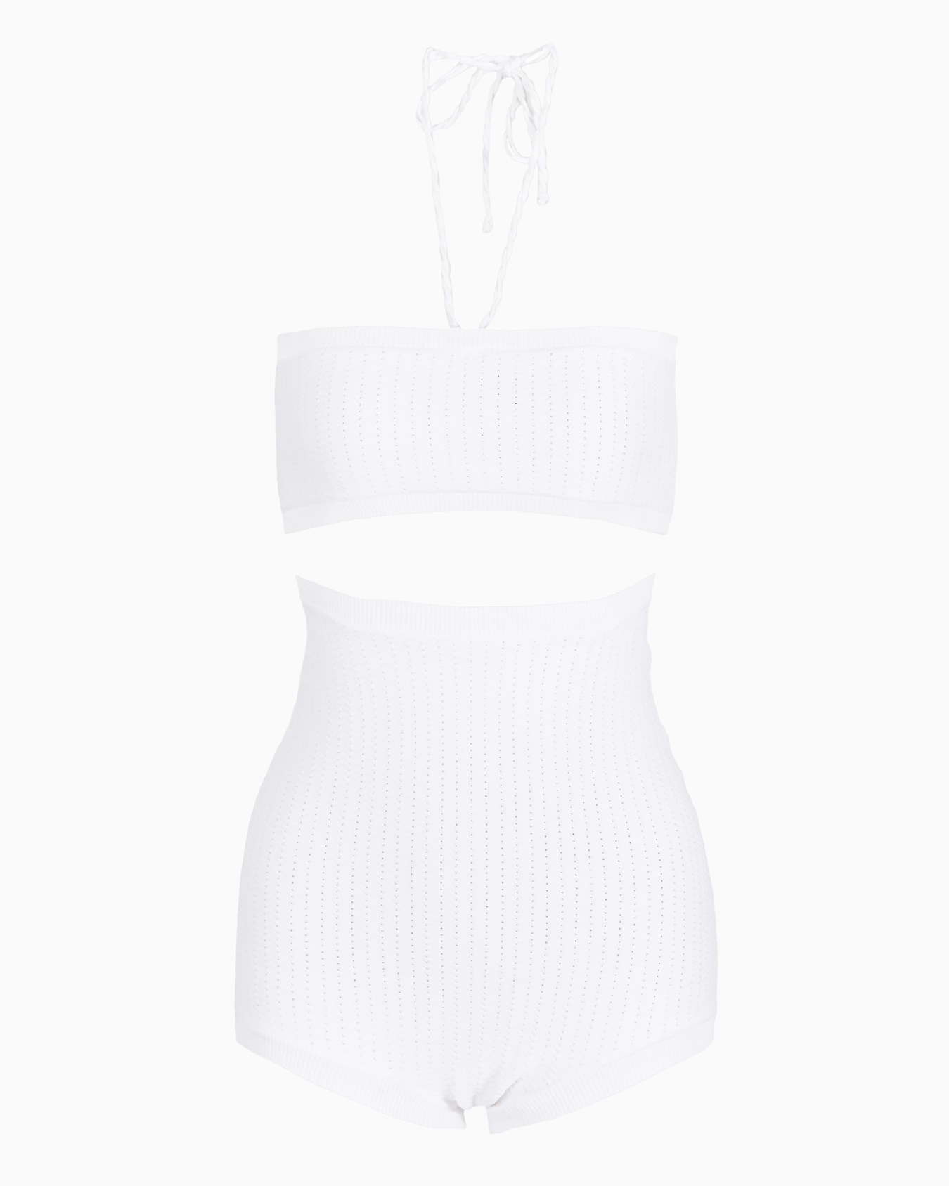 Two-tone viscose knit top and shorts set Slide 0