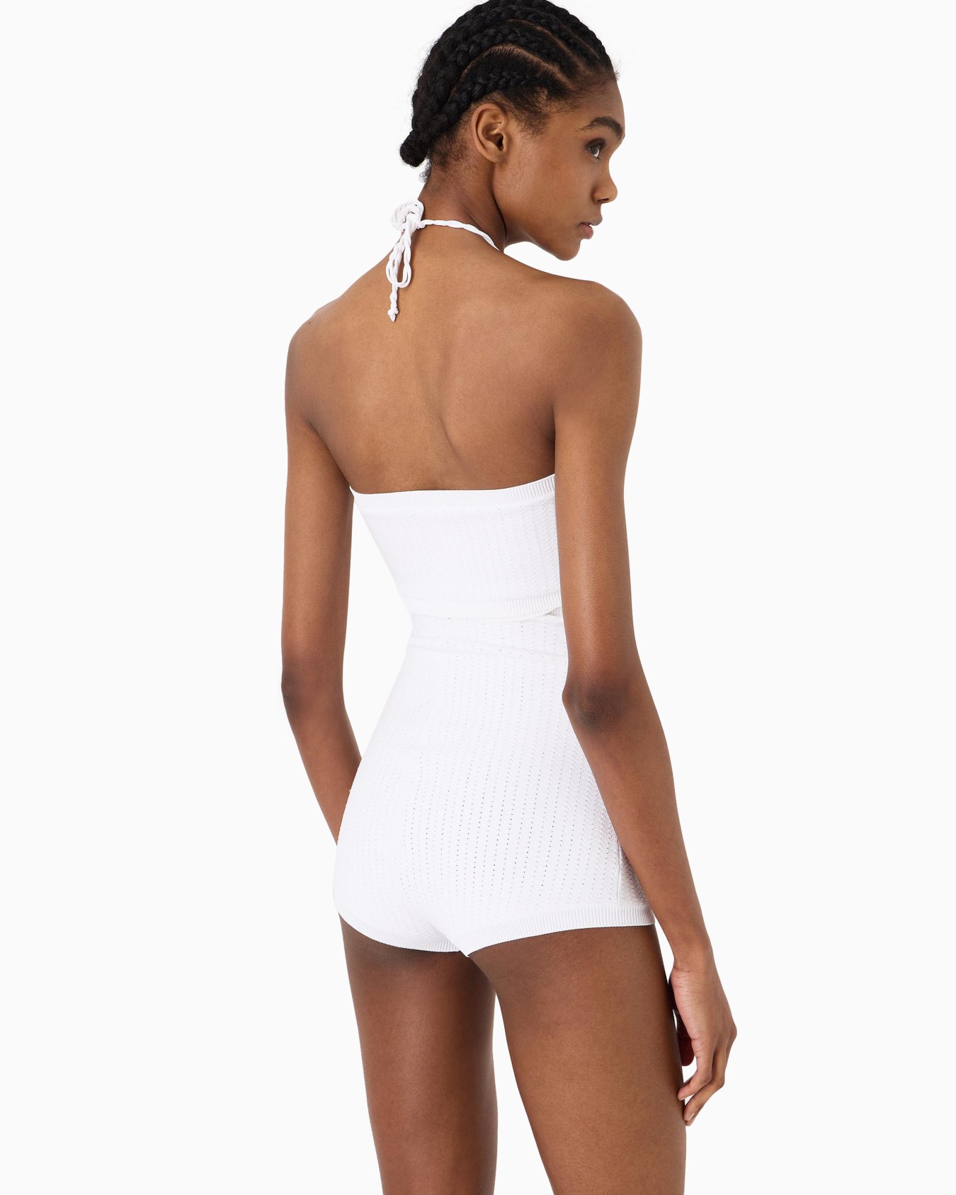 Two-tone viscose knit top and shorts set Slide 2