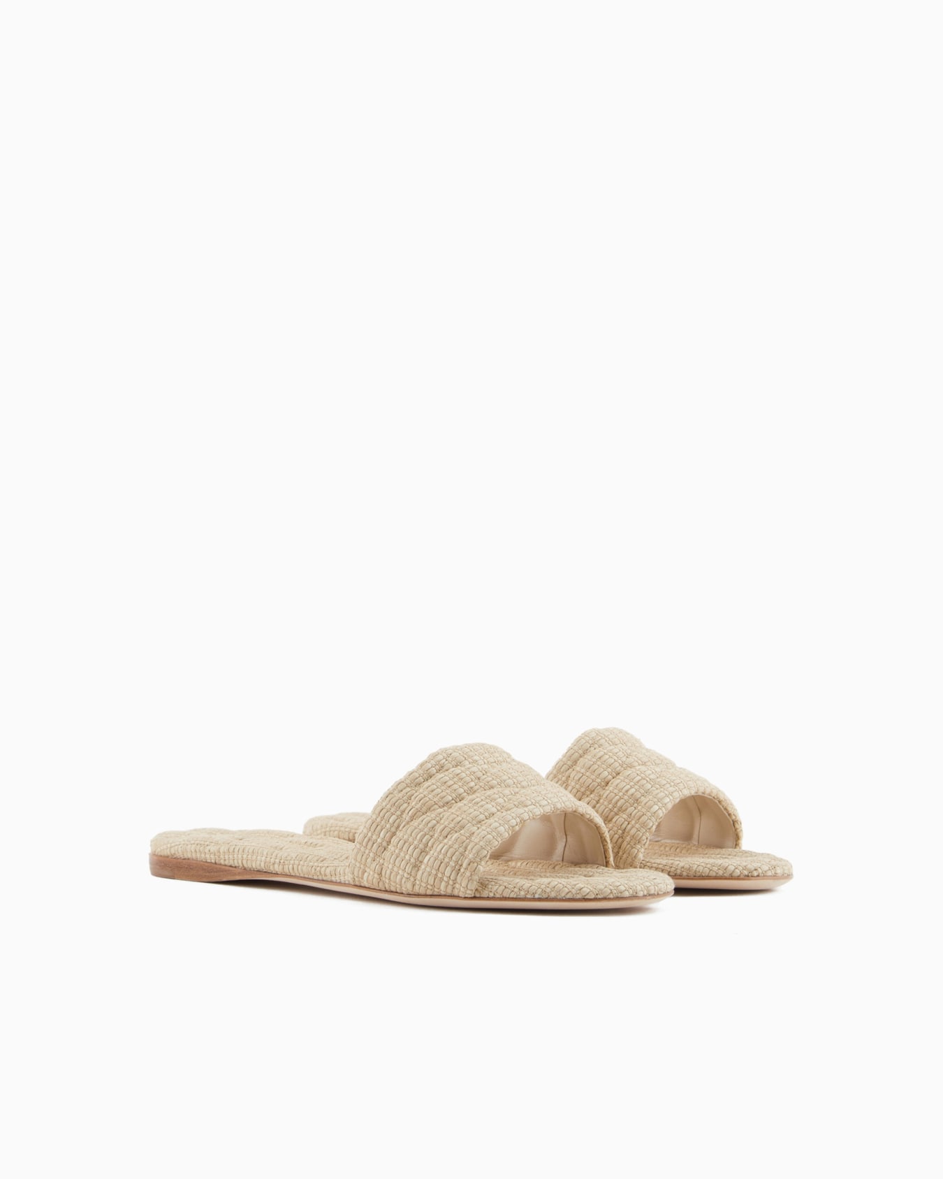 Quilted raffia flat sandals Slide 1