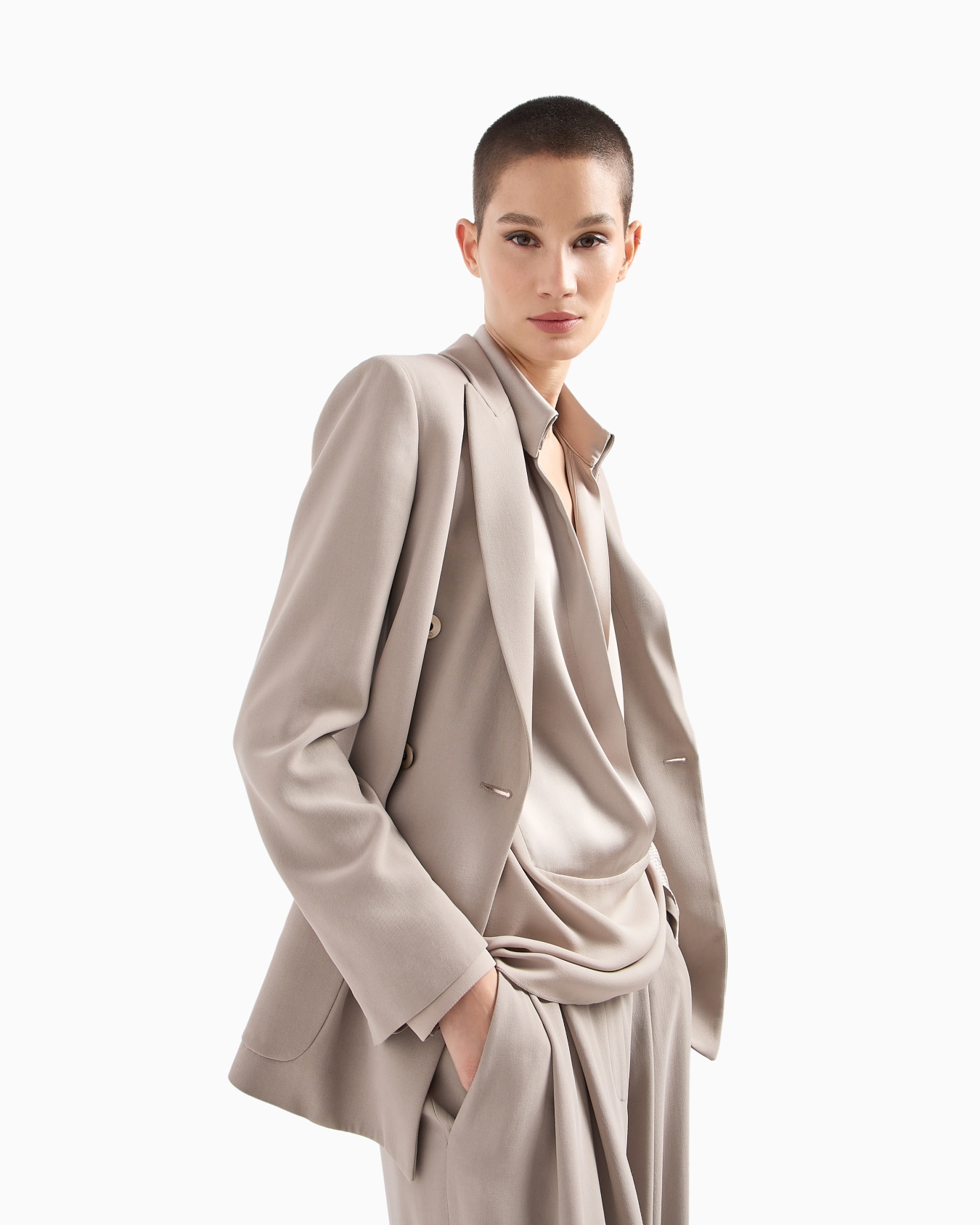 Washed silk double-breasted jacket Slide 6