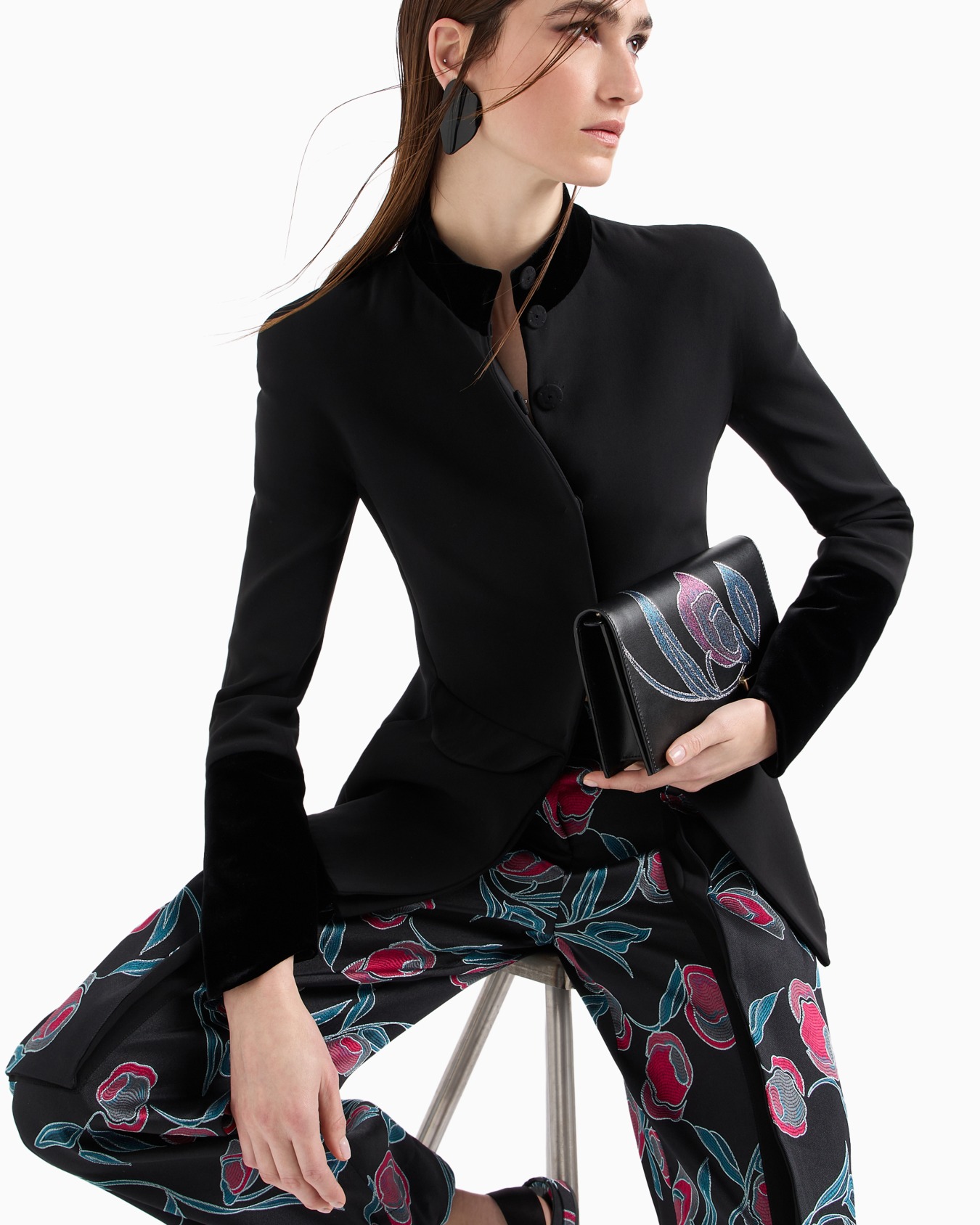 Veste à simple boutonnage en cady de soie Diapositive 6