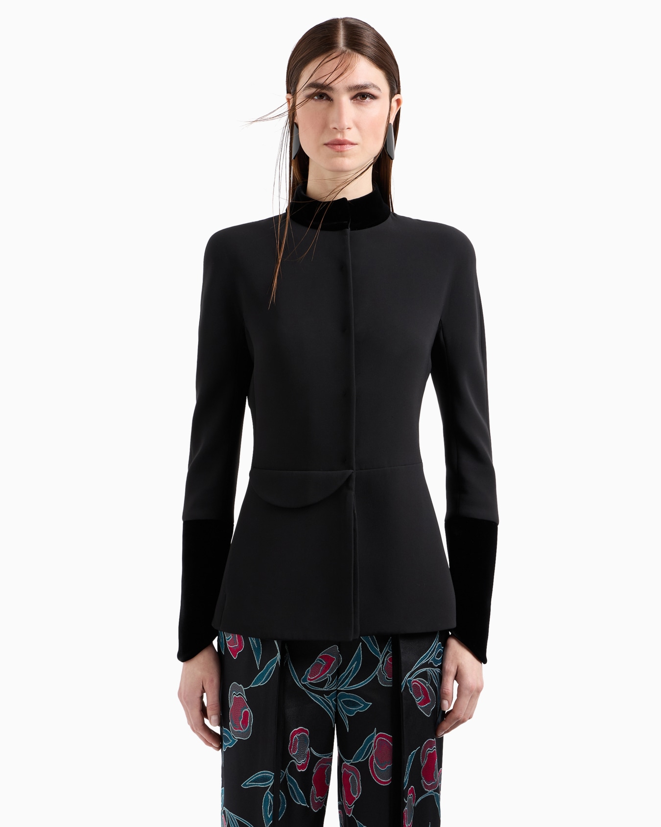 Veste à simple boutonnage en cady de soie Diapositive 1