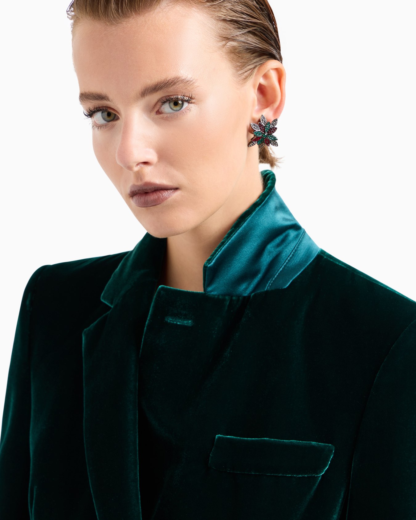 Single-breasted jacket in velvet Slide 4