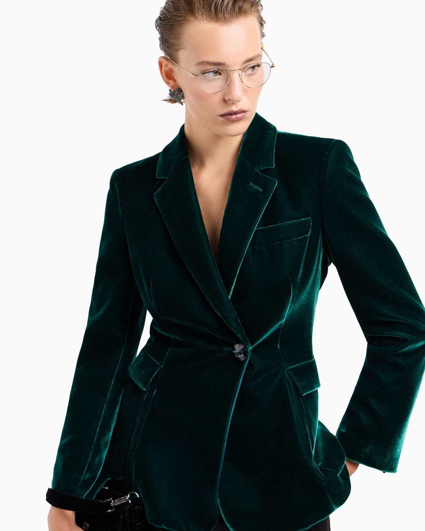 Single-breasted jacket in velvet Slide 5