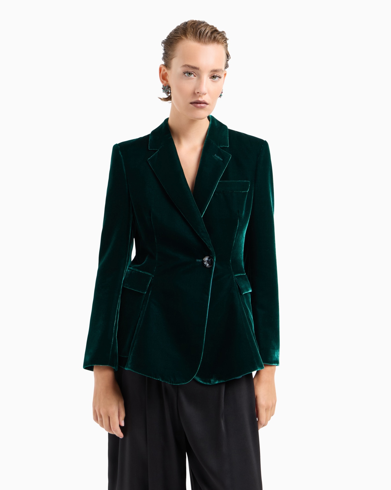 Single-breasted jacket in velvet Slide 1