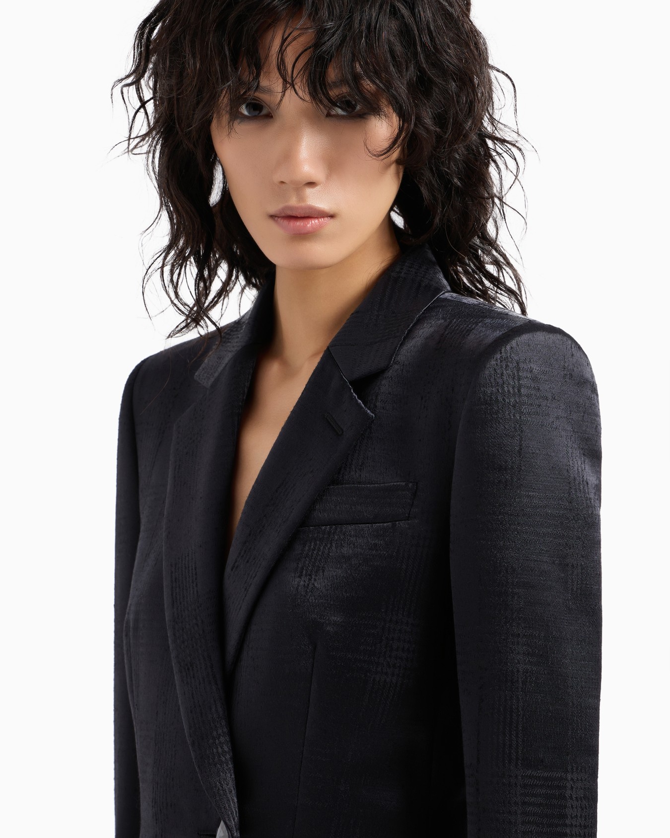Veste à simple boutonnage en laine fluide motif prince-de-galles Diapositive 4