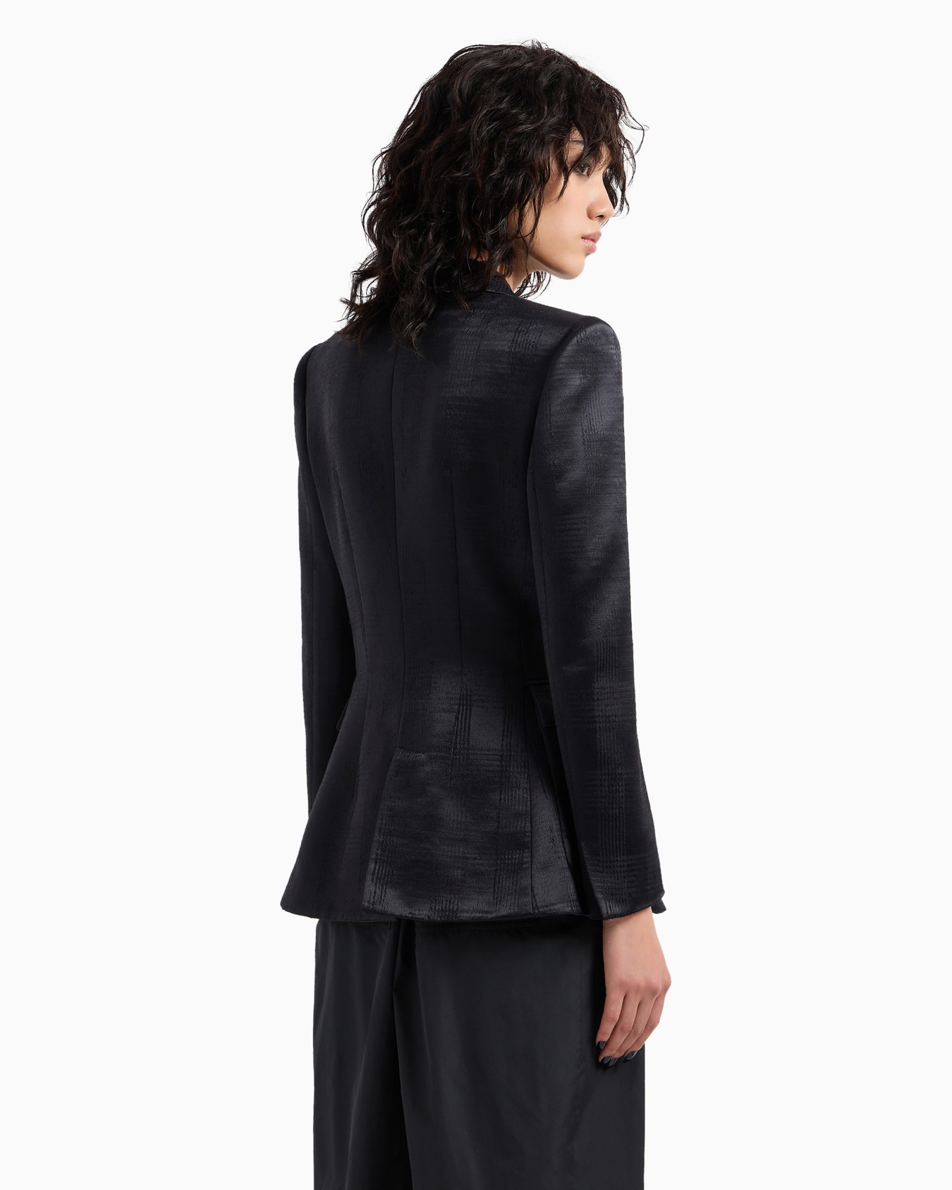Veste à simple boutonnage en laine fluide motif prince-de-galles Diapositive 2
