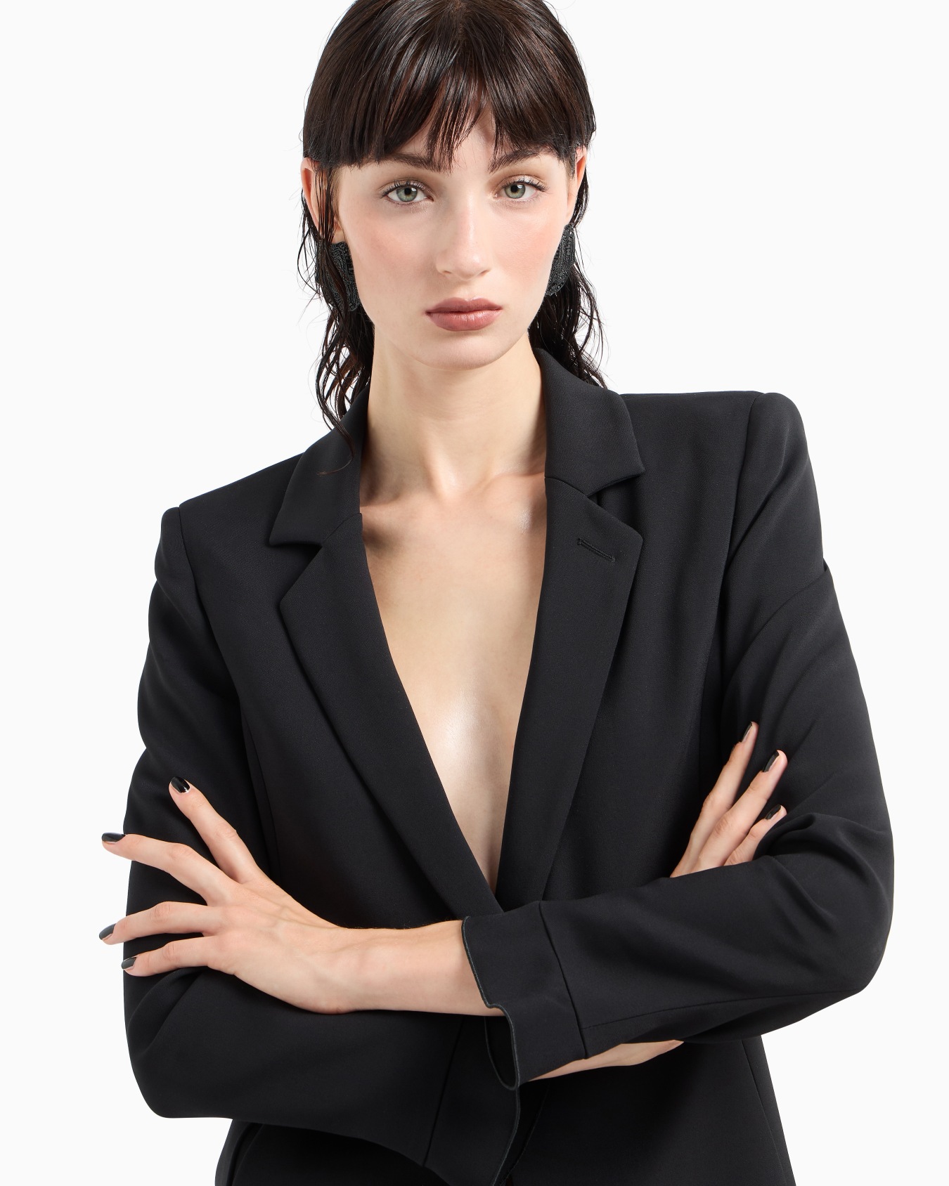 Single-breasted, viscose cady jacket Slide 4
