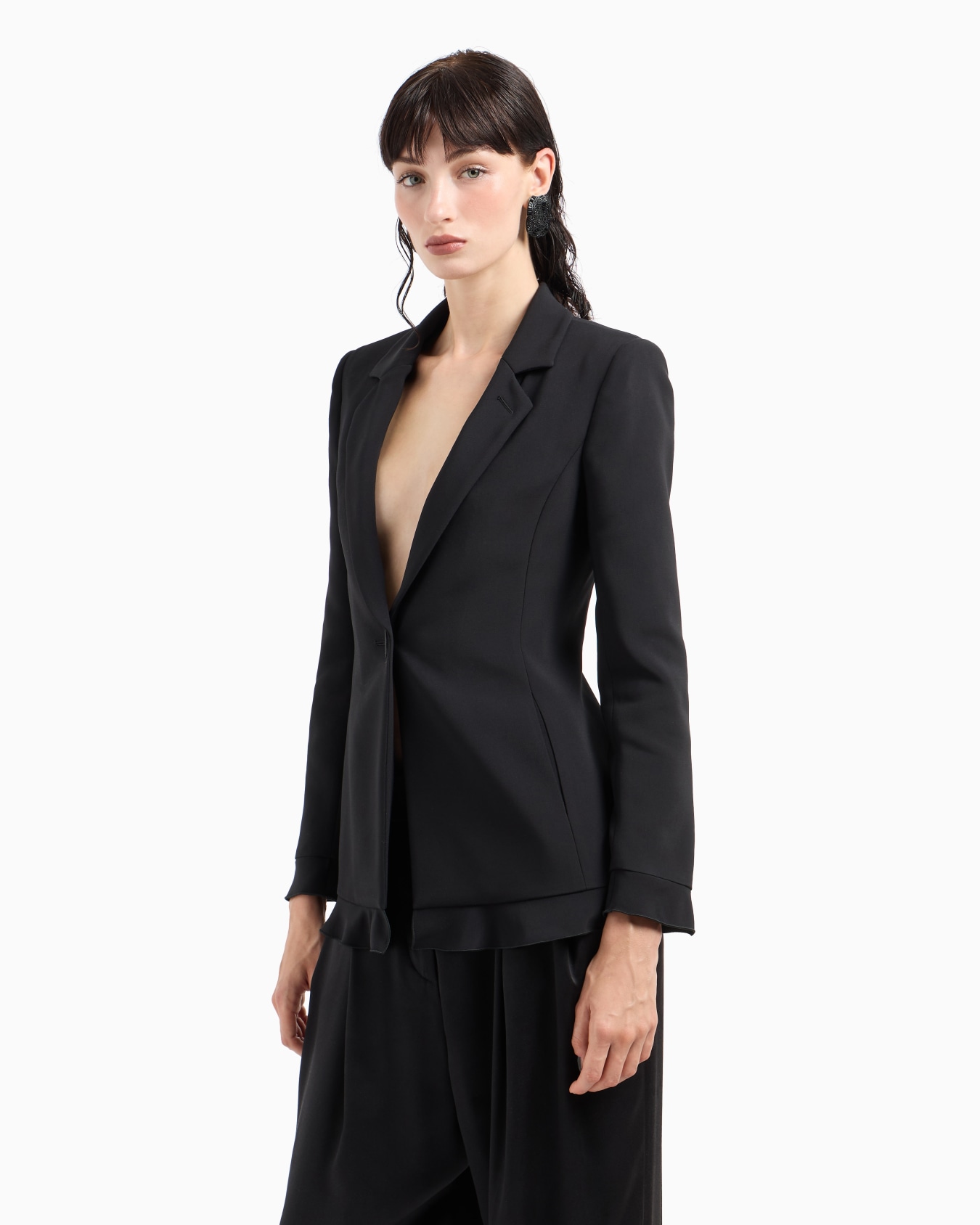 Single-breasted, viscose cady jacket Slide 1