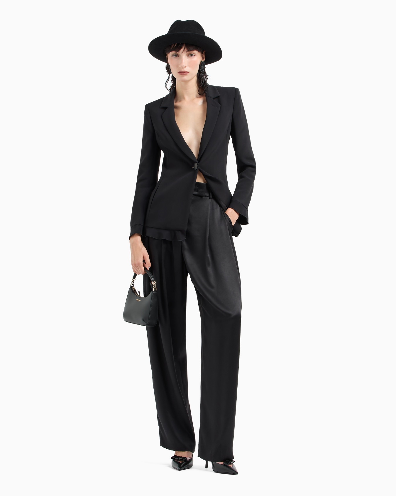 Single-breasted, viscose cady jacket Slide 3