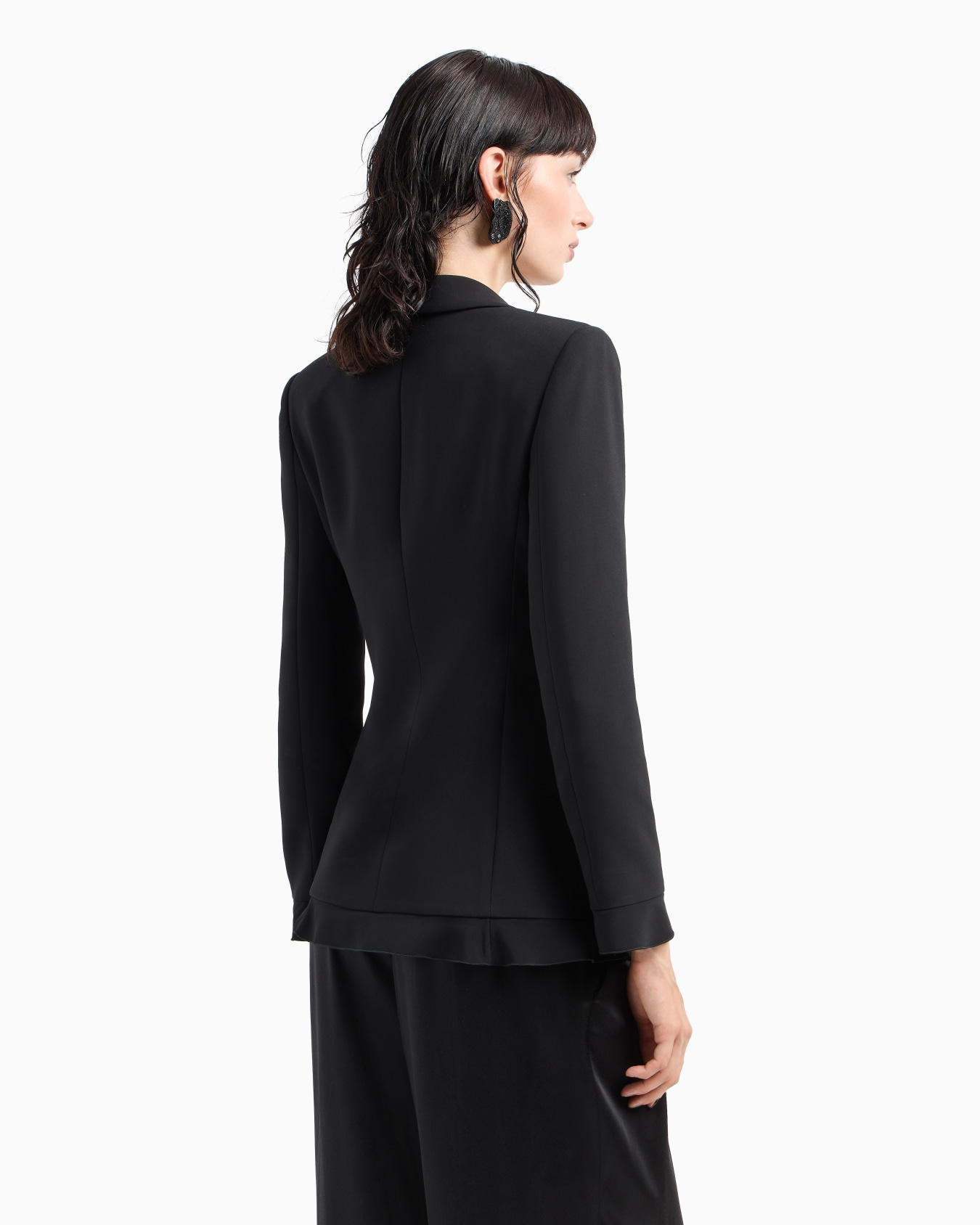 Single-breasted, viscose cady jacket Slide 2