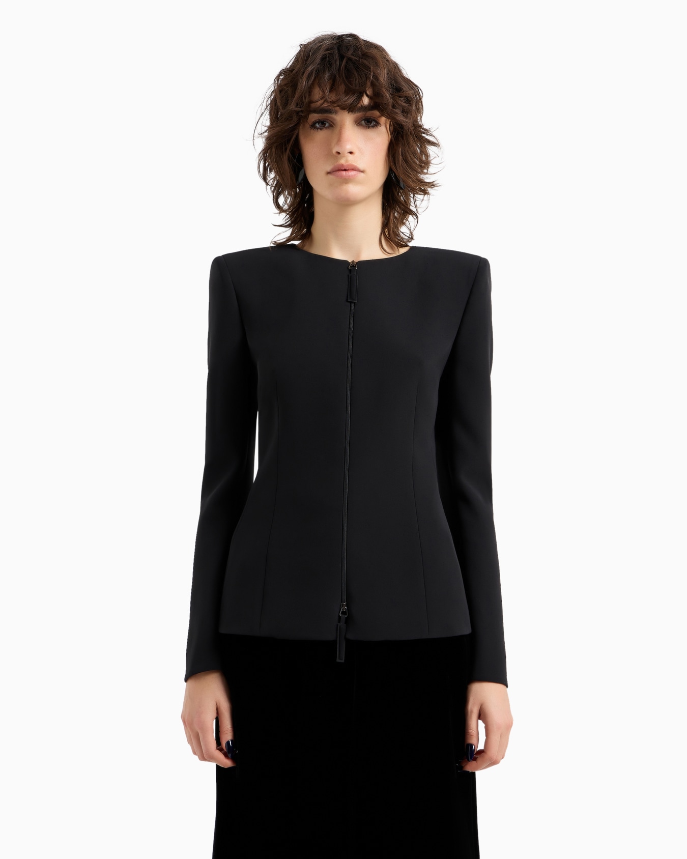Silk cady zip-up jacket with bows Slide 2