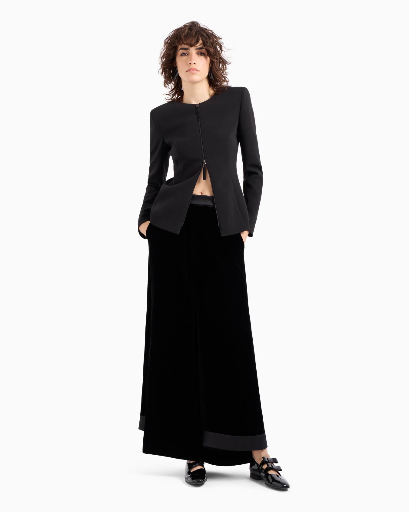 Silk cady zip-up jacket with bows Slide 4